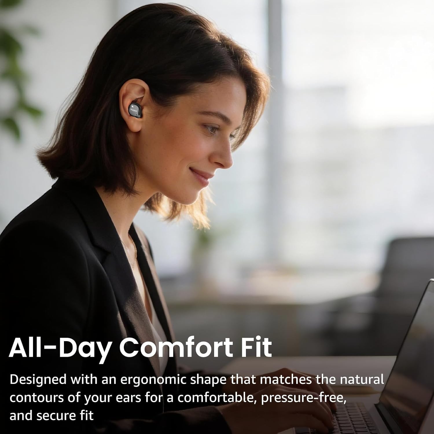 TOZO NC9 Hybrid ANC Wireless Earbuds, 6 Mics ENC Clear Call, Stereo Bass