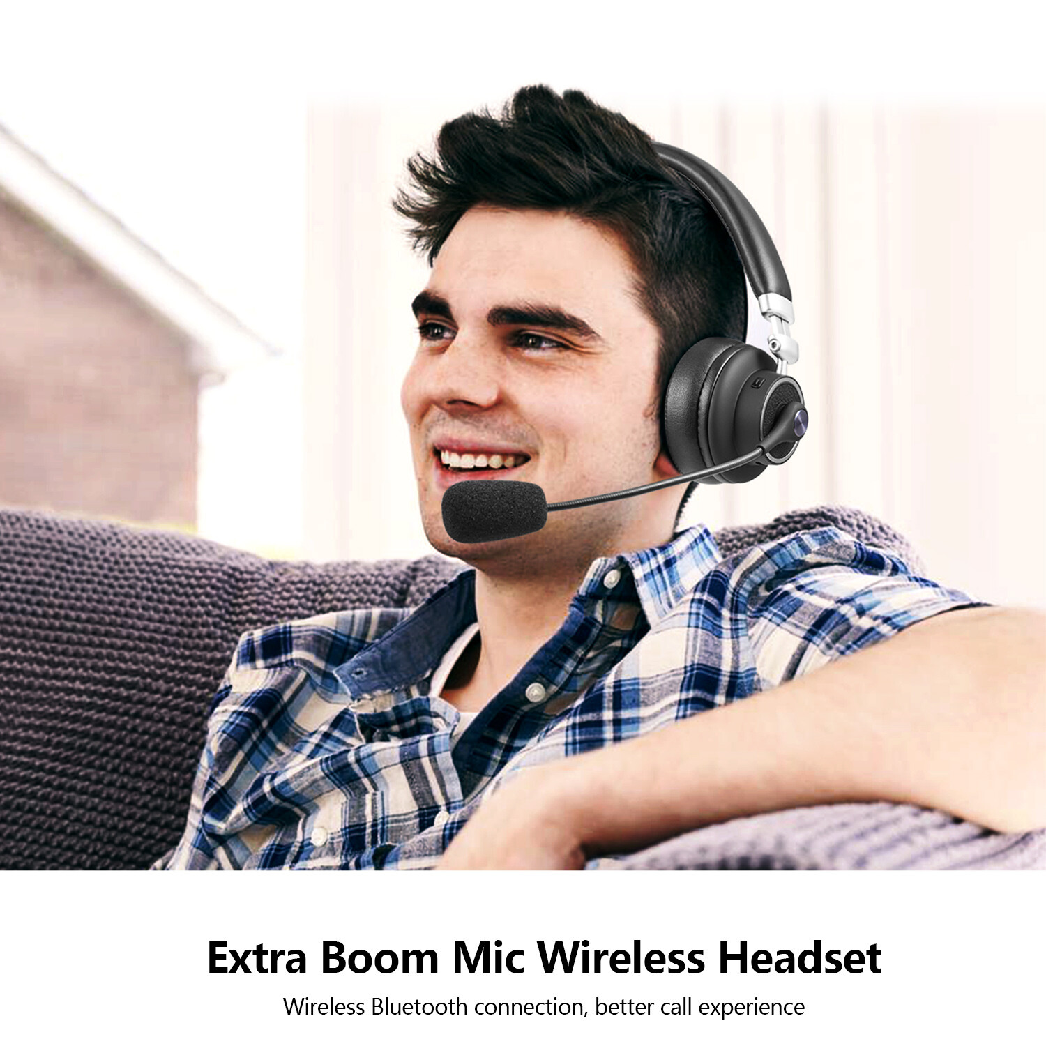 Trucker Wireless Headset with Mic BT 5.0 for Cellphone Call Center PC Skype Home