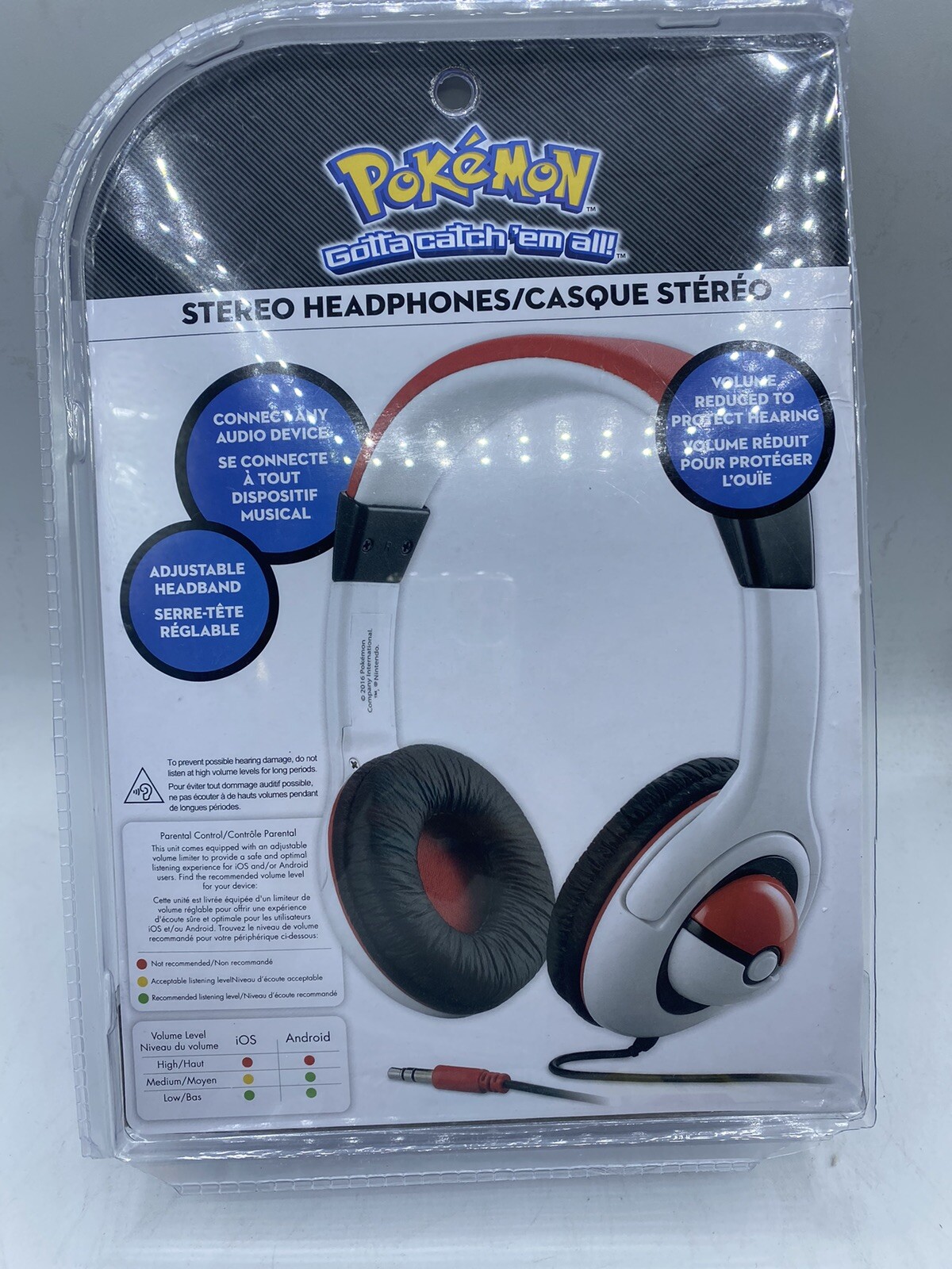 Pokemon Stereo Headphone Headset In Box Sealed 2016 Connects To Any Audio Device