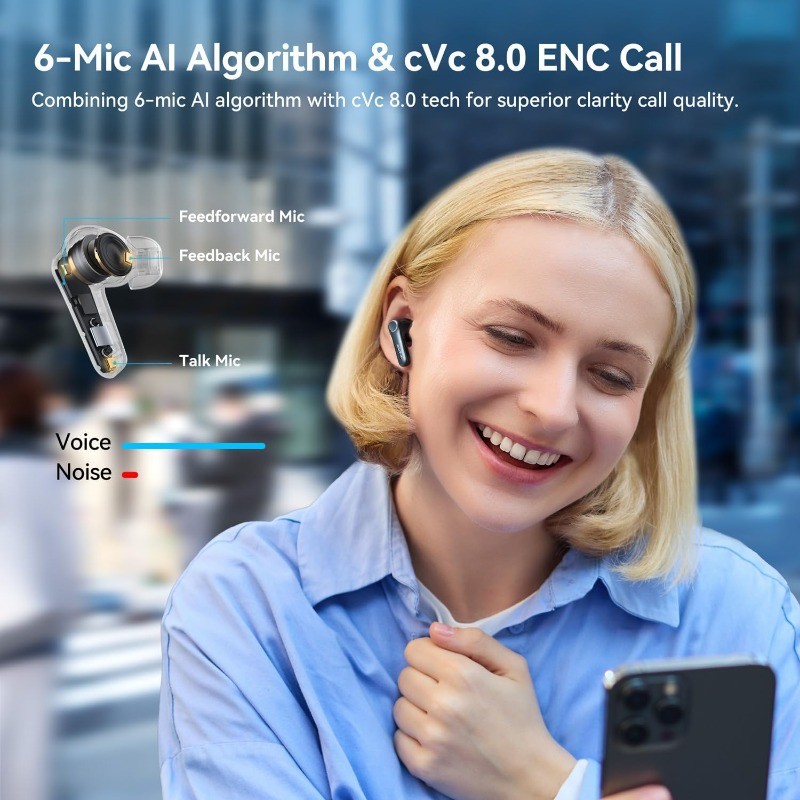 Air Pro 4 Adaptive Hybrid Noise Canceling Wireless Earbuds, Qualcomm Snapdragon