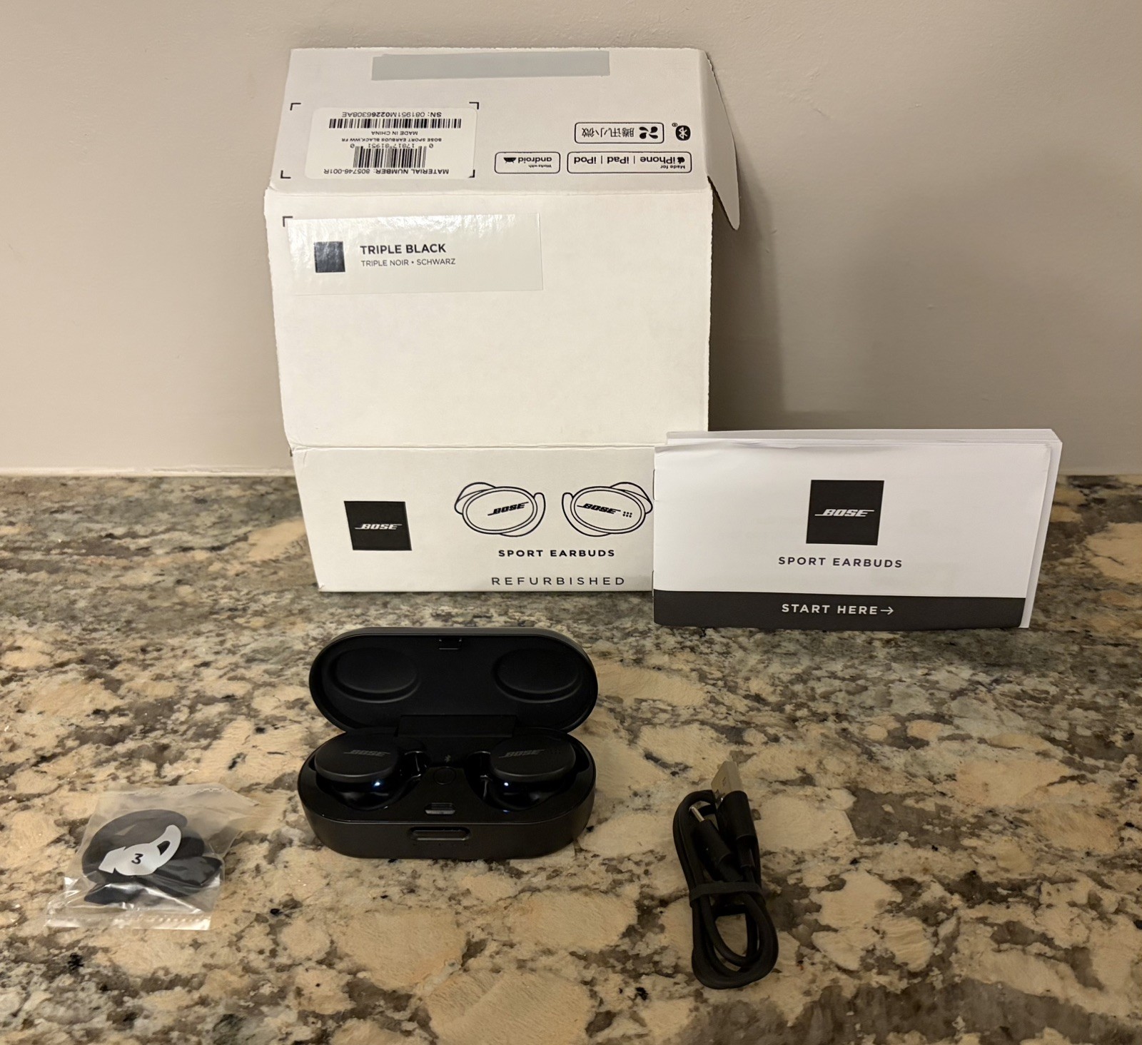 Bose Sport Earbuds Wireless Earphones Bluetooth Black