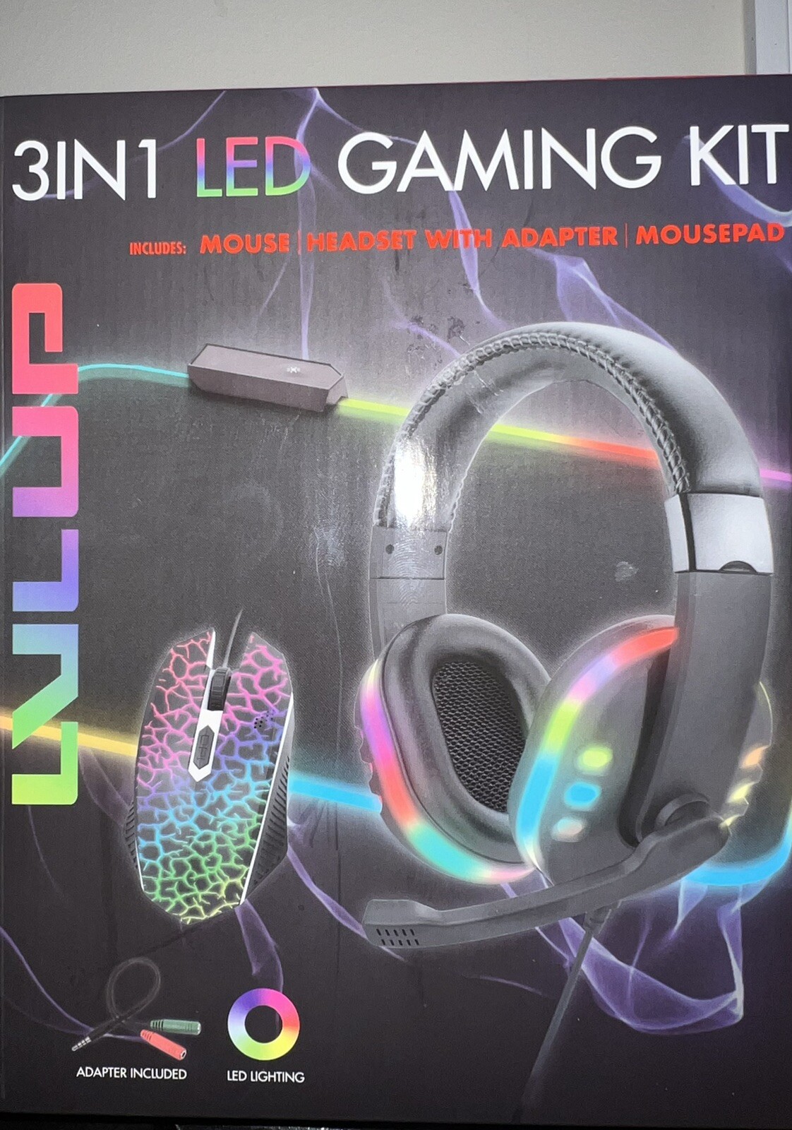 NEW LVLUP 3 Piece Light Up Pro Gaming Kit- mouse/ headset/ mousepad