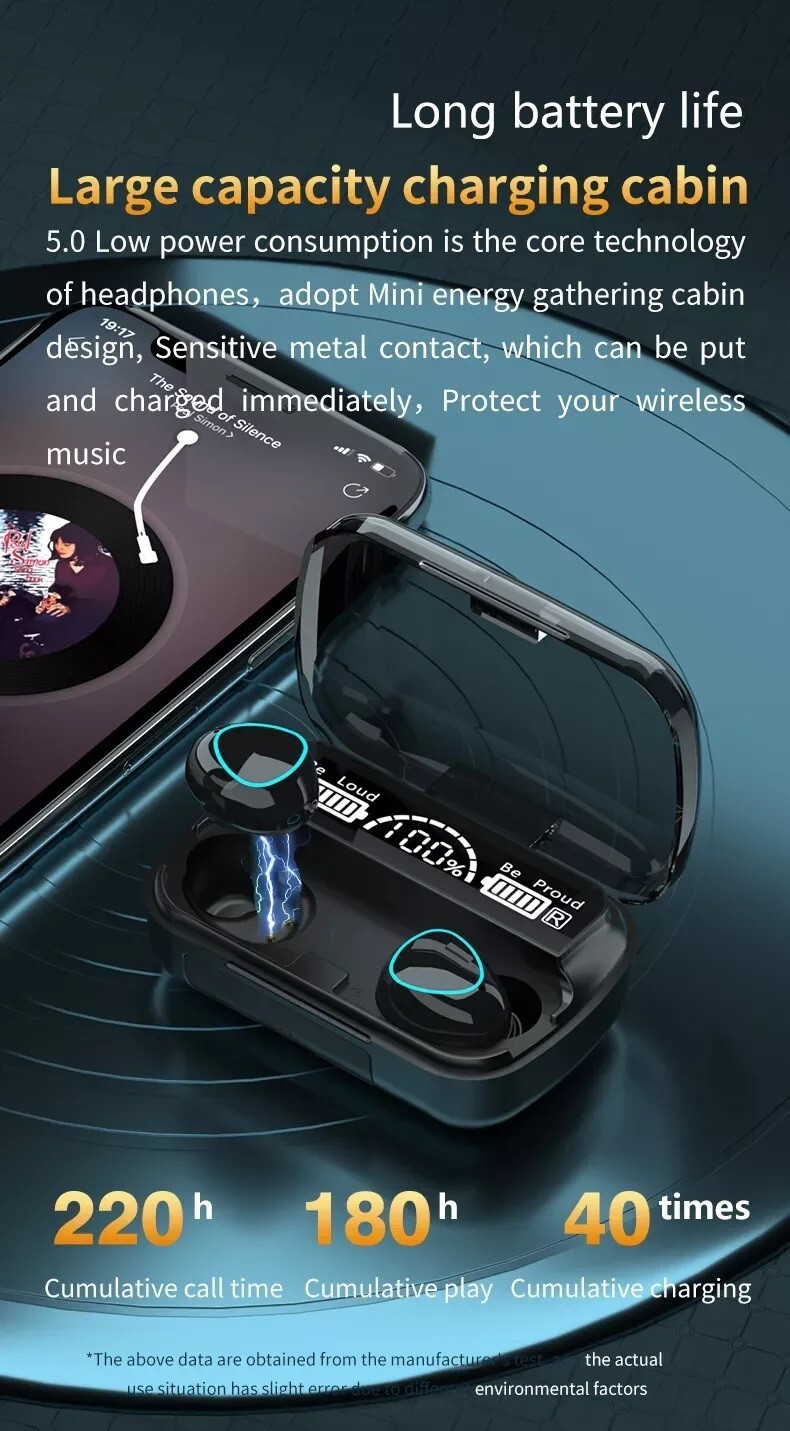 Wireless Earbuds Bluetooth 5.3, Waterproof, Touch Control, Long Battery Life