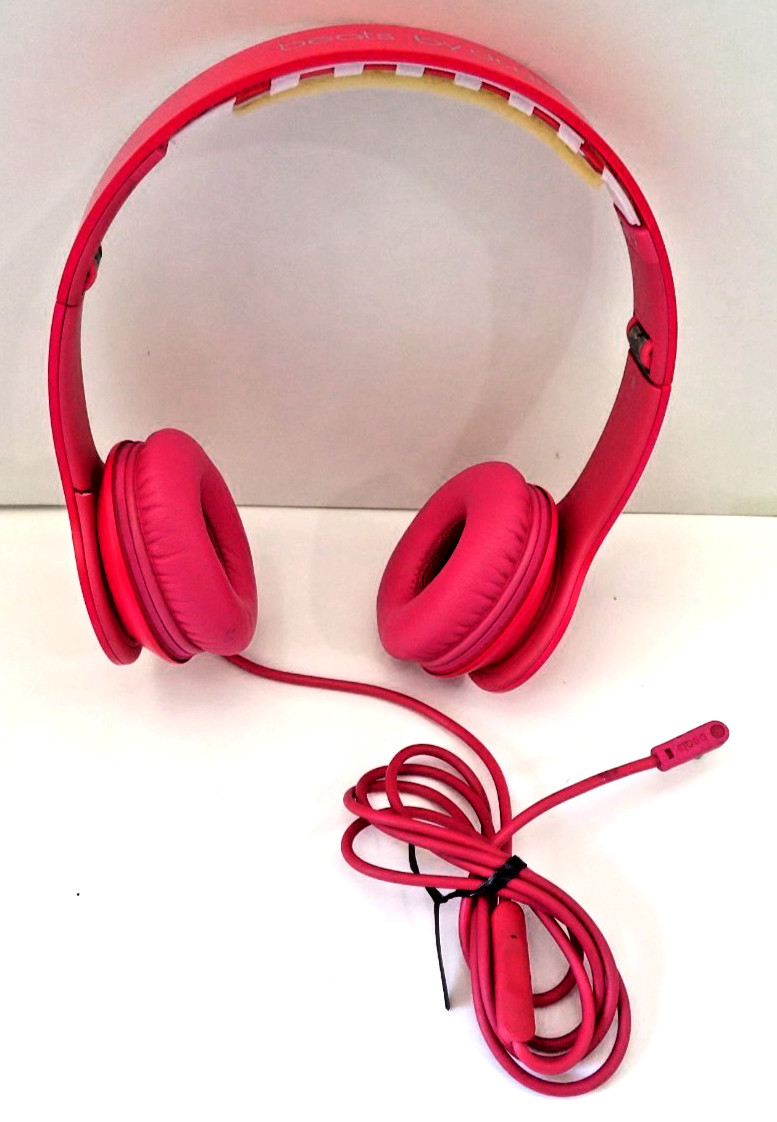 Beats by Dr. Dre Solo HD On-Ear Headphones Wired Pink Missing Head Cushion Used