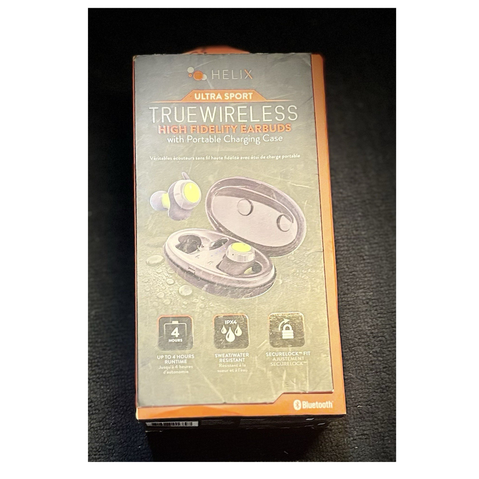 Helix Ultra Sport TrueWireless Bluetooth Earbuds Black/Yellow w/ Charging Case