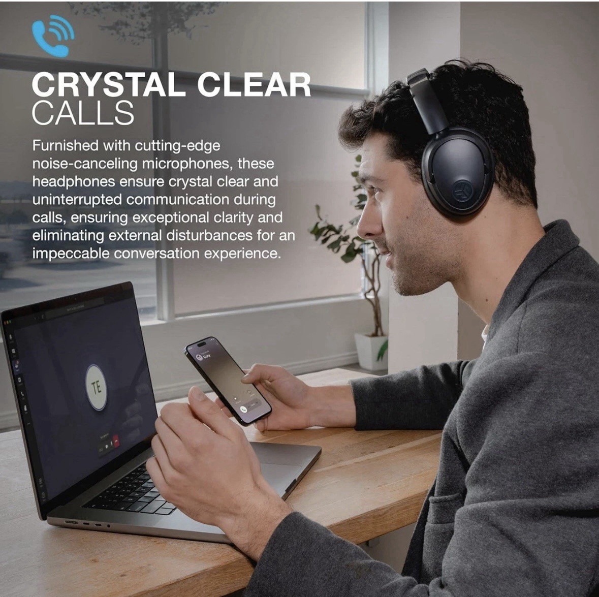 JLab JBuds Lux Active Noise Canceling Bluetooth Wireless Headphones Graphite