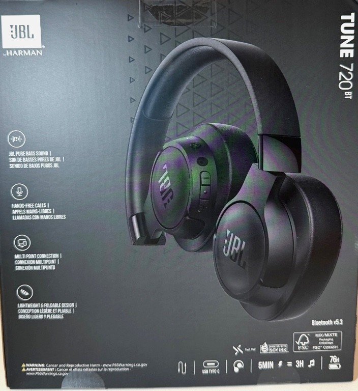 JBL Harman 720BT Bluetooth Wireless Headphones (Black)