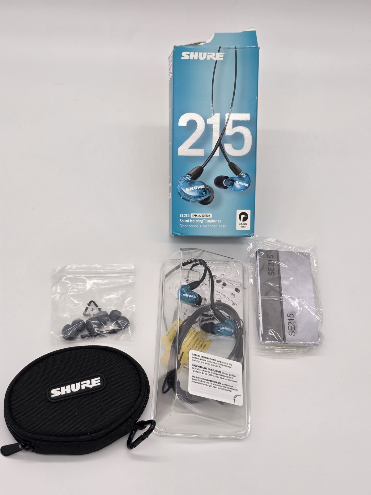 Shure SE215SPE BLUE Sound Isolating In-Ear DJ Monitoring Headphones/Earphones