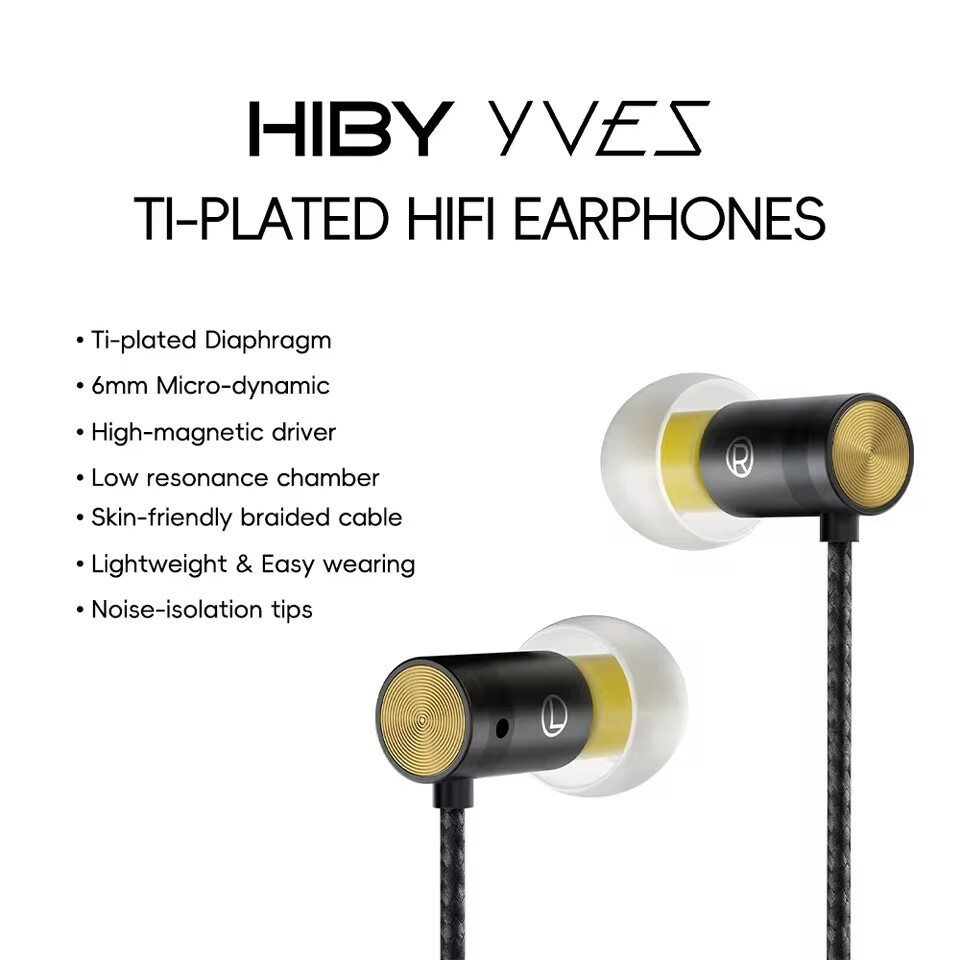 HiBy Yves 6mm Micro-dynamic Ti-plated HiFi Earphones High-magnetic Driver