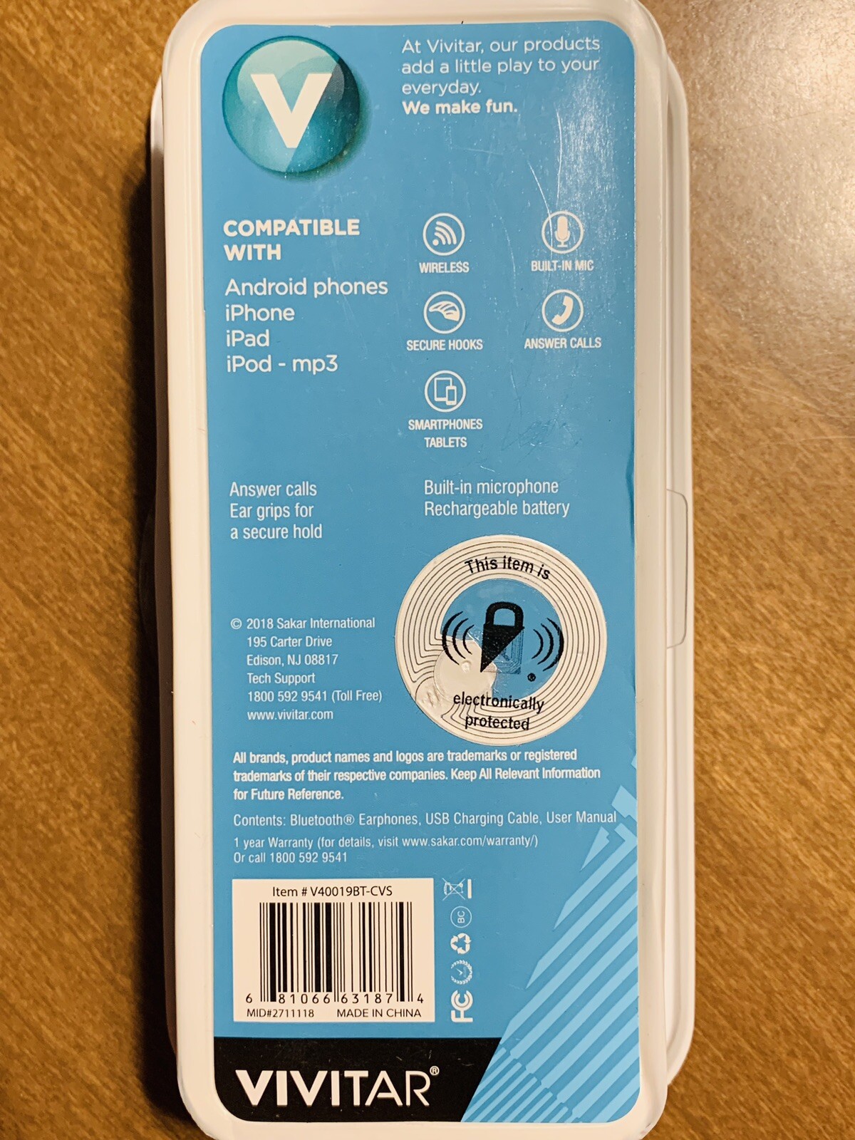 VIVITAR LISTEN UP BLUETOOTH EARPHONES WIRELESS ANSWER CALLS SMARTPHONES TABLETS