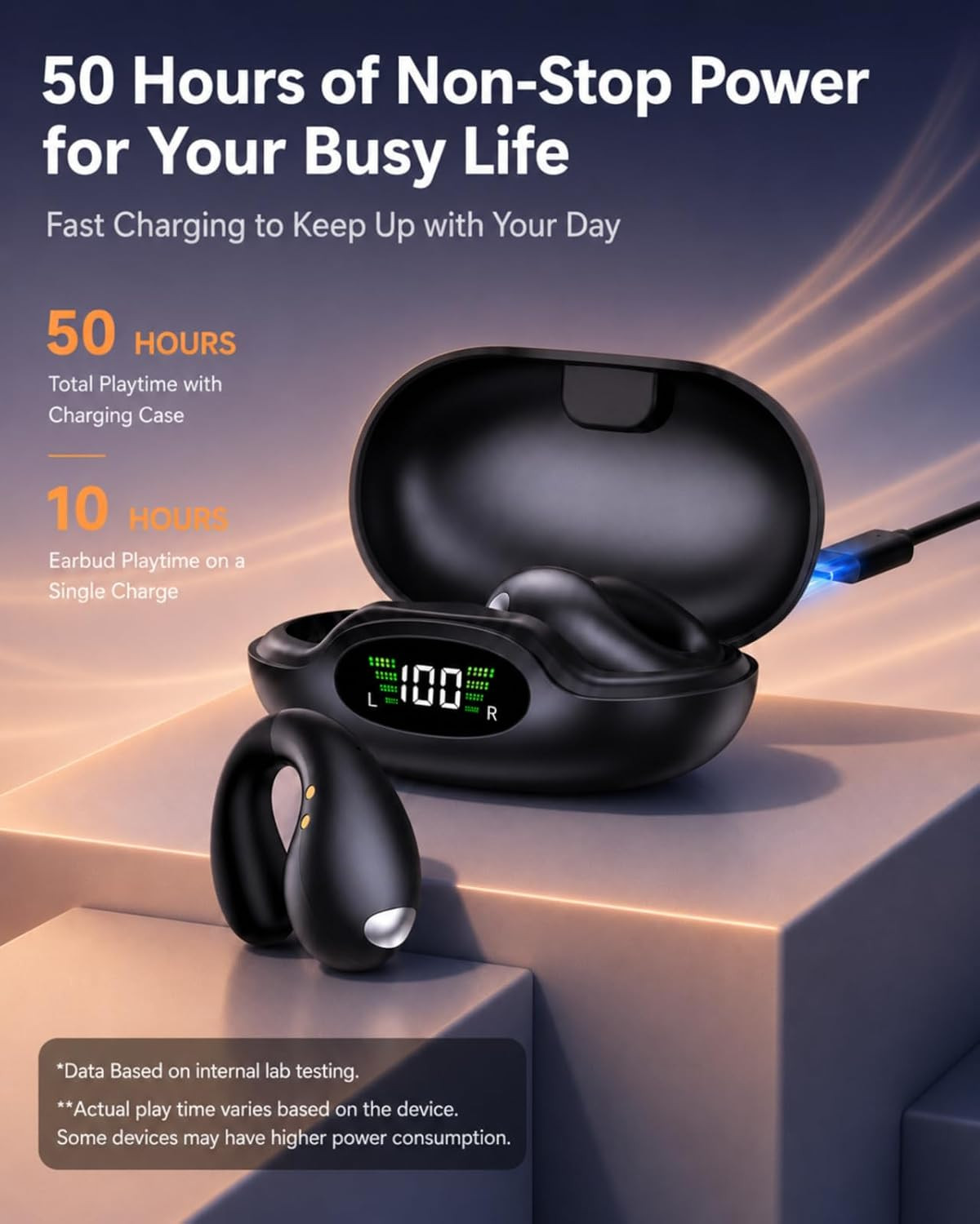 Ultra Open Ear Earbuds – Comfort Clip on Earbuds, Wireless Bone Headphones Desig