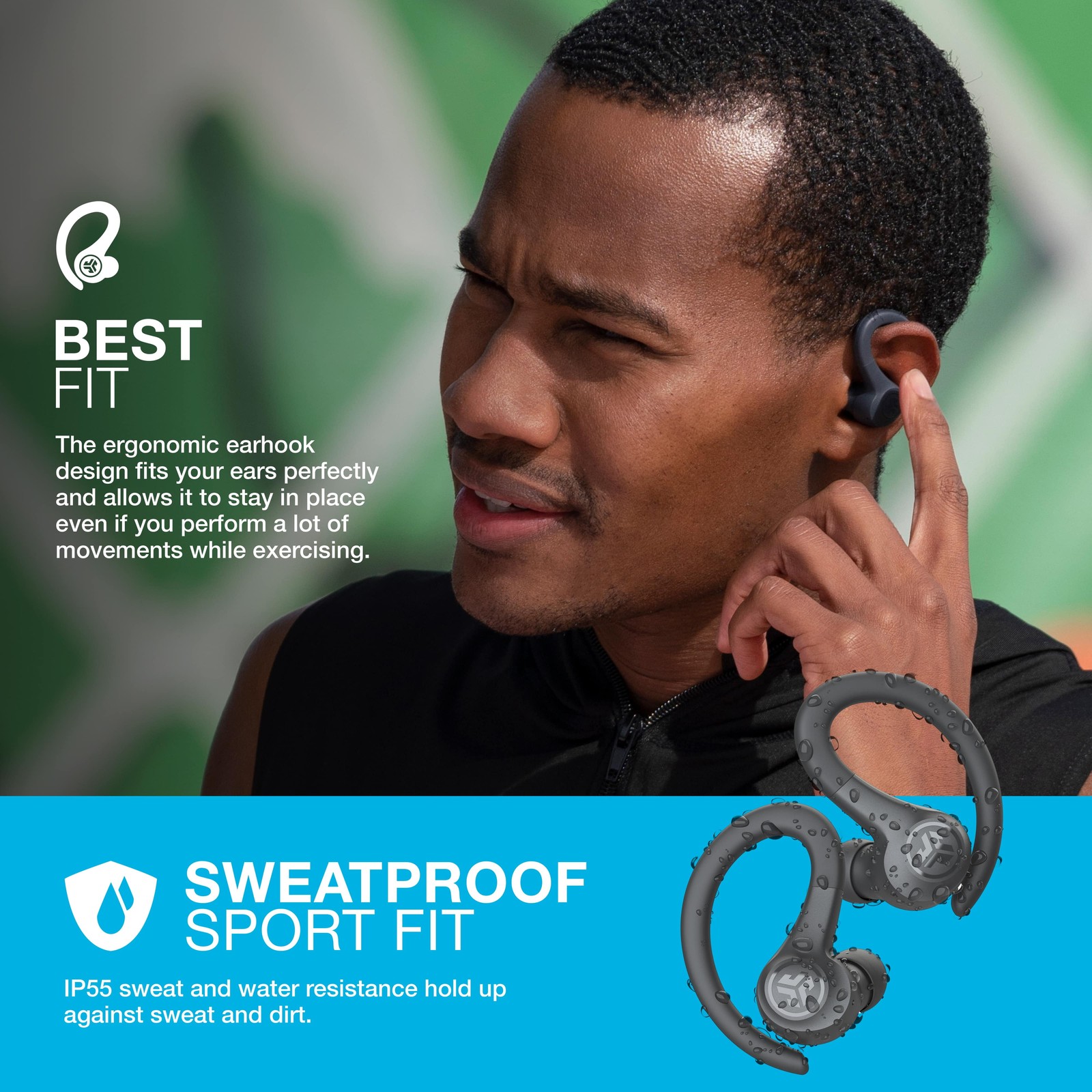 JLab Go Air Sport Bluetooth Earbuds, True Wireless with Charging Case, Teal