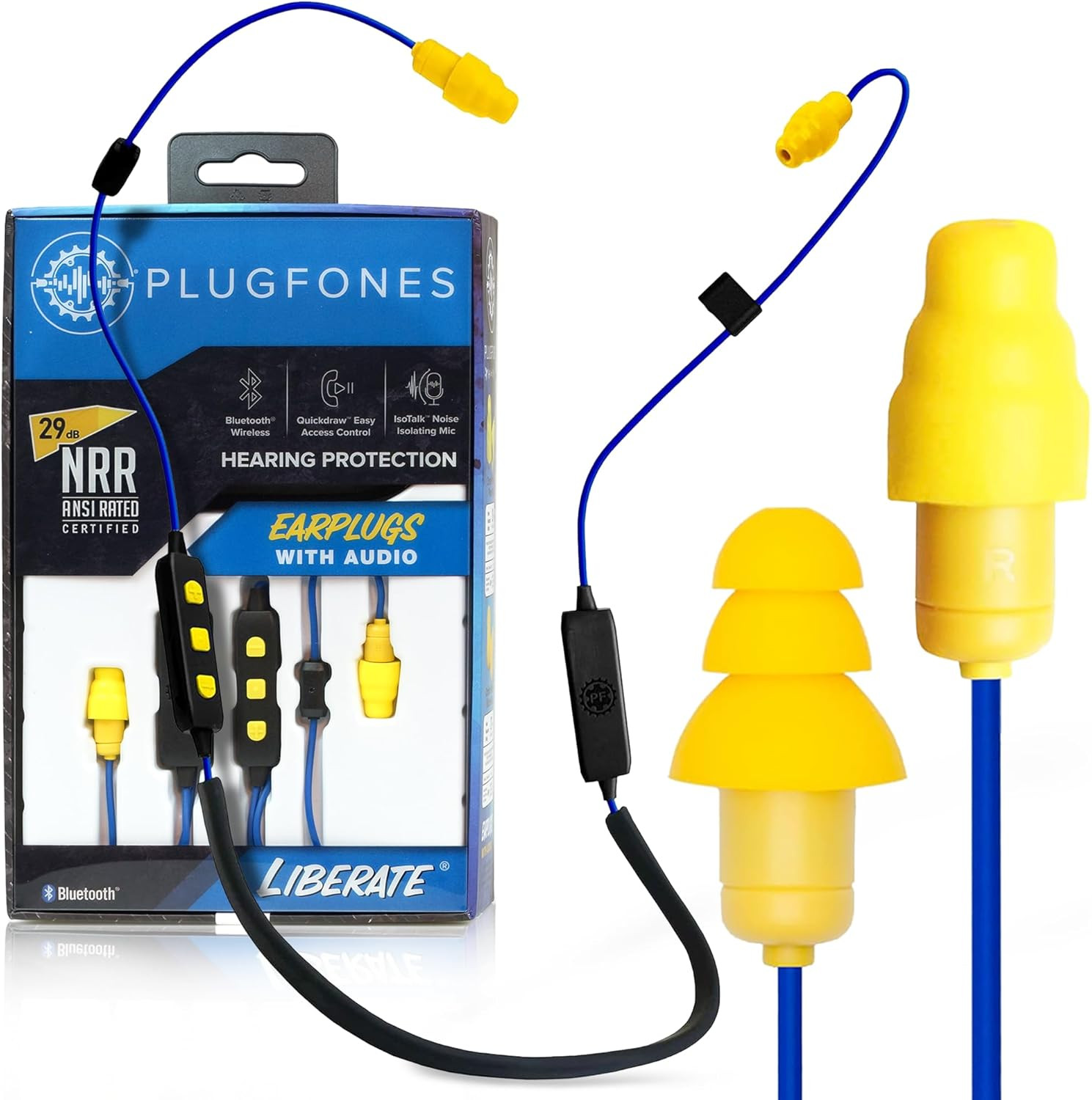 Liberate 2.0 Wireless Bluetooth In-Ear Earplug Earbuds- 29NRR Noise Reduction He
