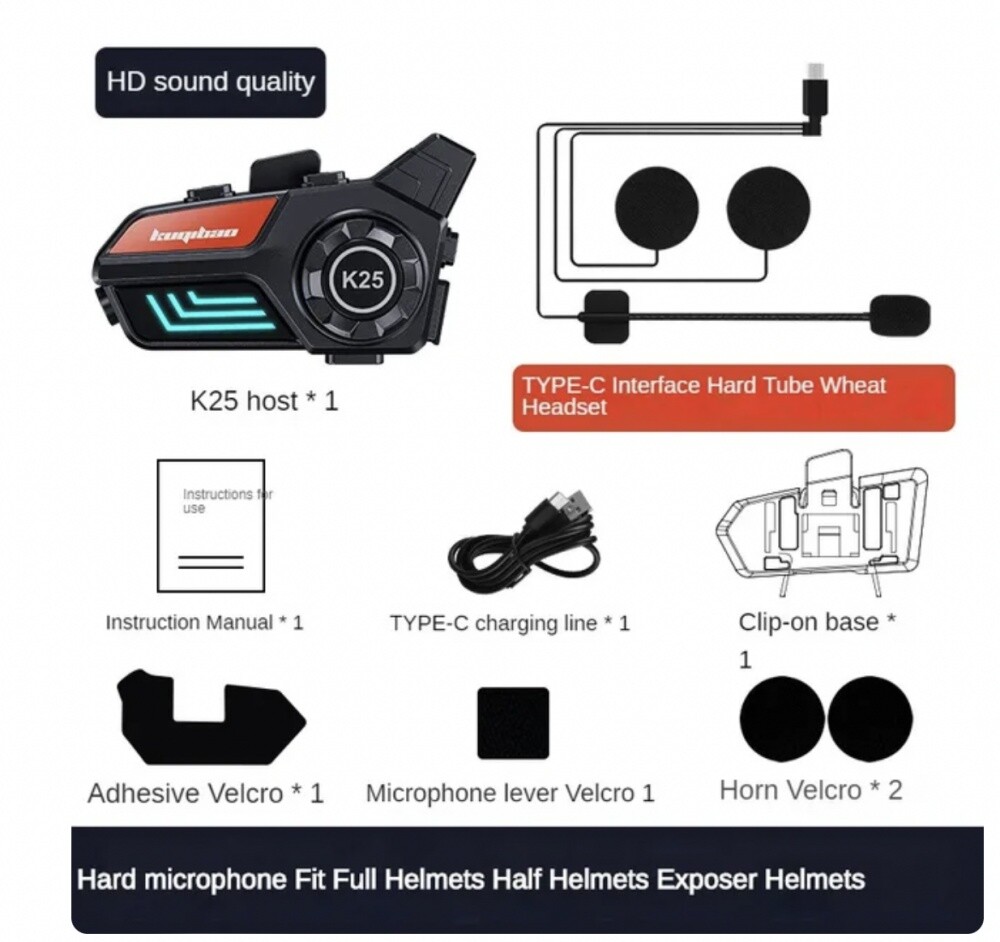 Helmet Wireless Bluetooth Headset MP3 Player Earphone Waterproof For Motorcycle