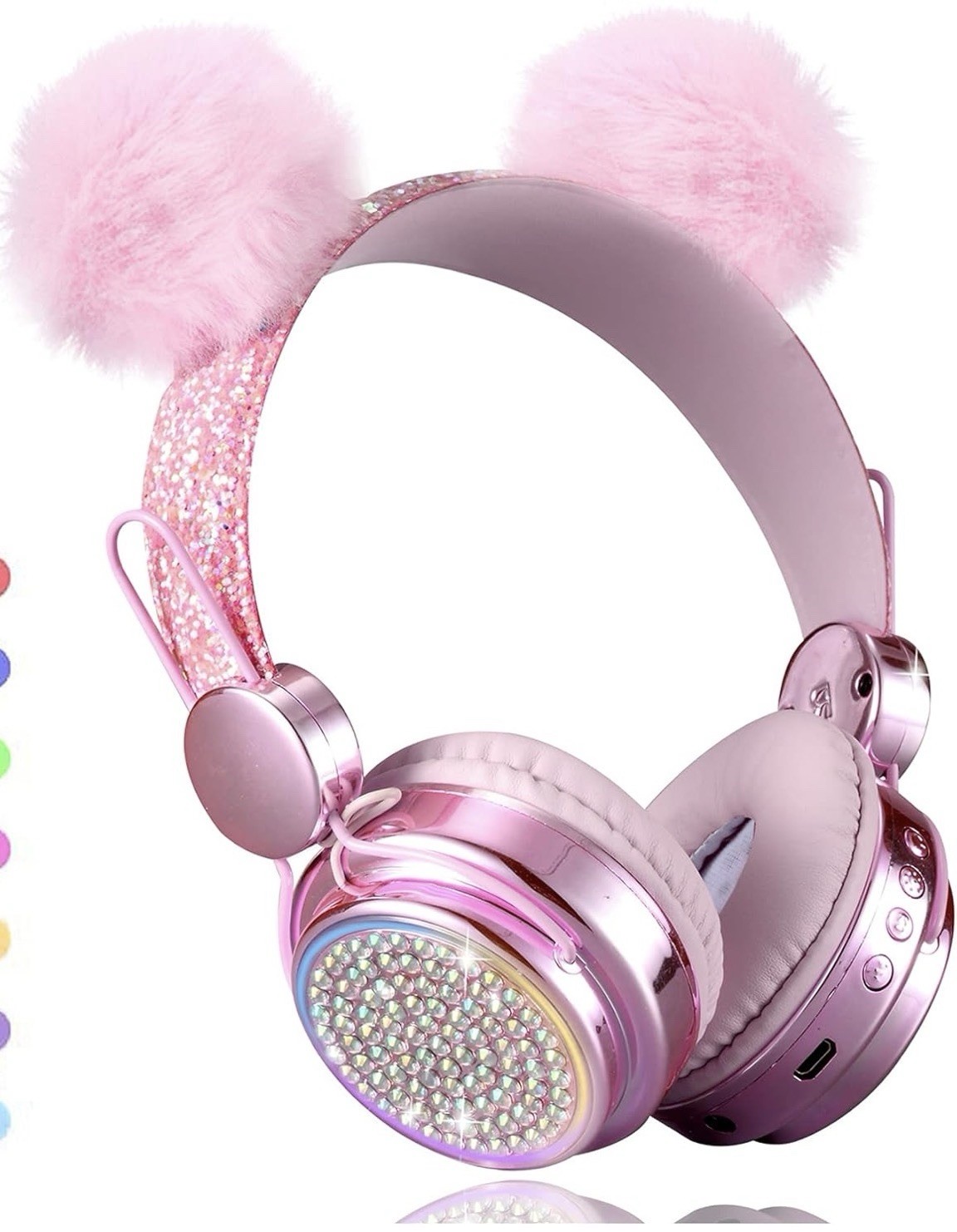 Wireless Kids Headphones Bluetooth,LED Light up Color Changing,MIC,10 Hours,Pink