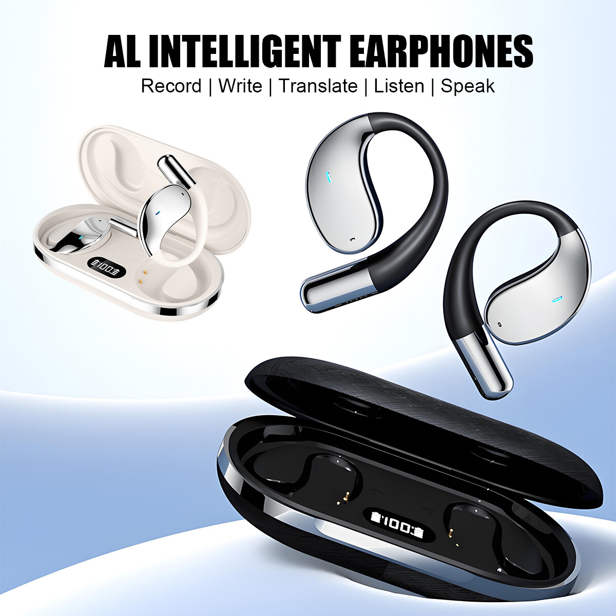 3-in-1 AI Smart Voice Translation Earbuds Real Time Translator 144+ Languages