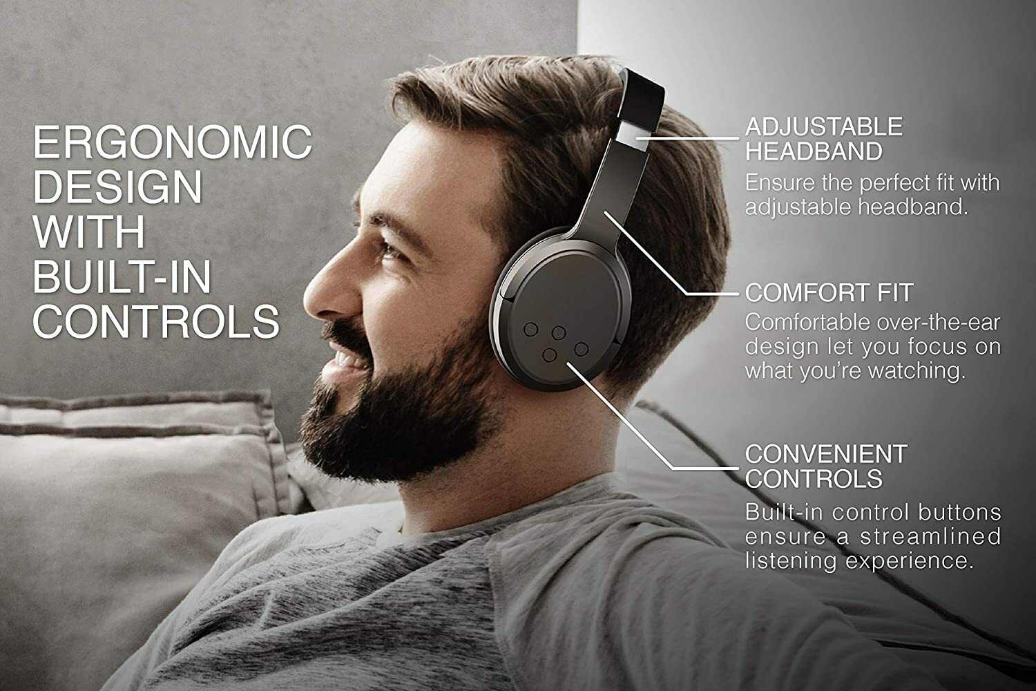 Brookstone Airphones Wireless RF TV Headphones with Audio/Charging Dock