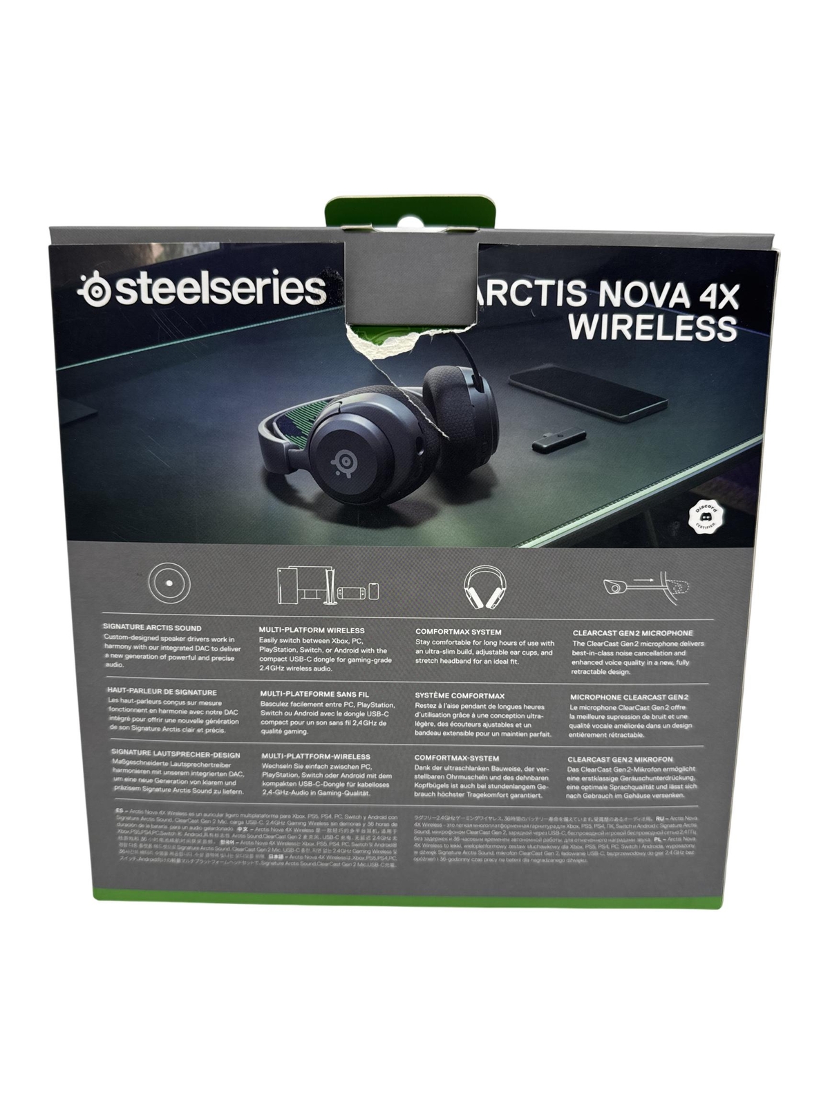 SteelSeries Arctis Nova 4X Wireless with Retractable Mic, Low Latency 2.4GHz, Mu