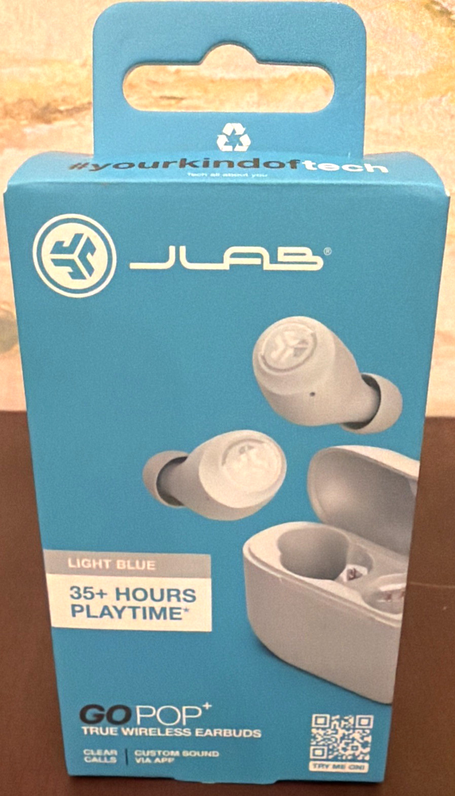 JLab Go Air POP+ True Wireless Bluetooth Earbuds LIGHT BLUE 35+ Hours SEALED
