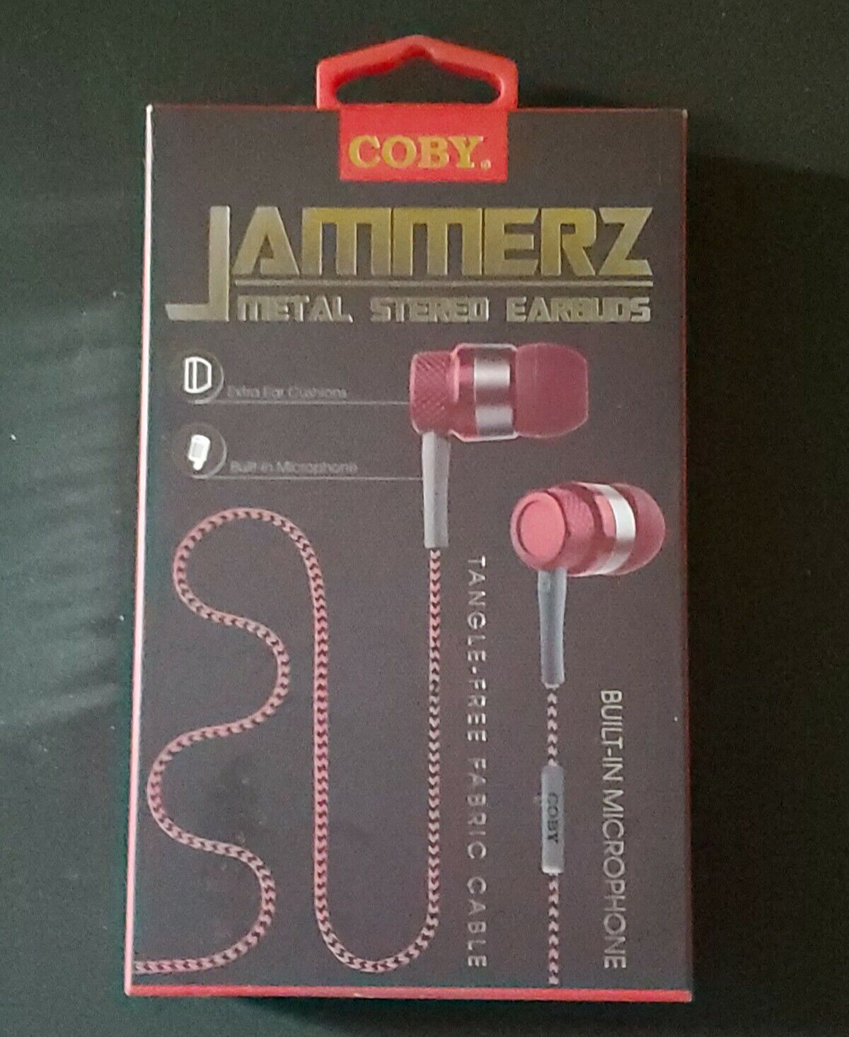 Coby CVE-200-RED Earbuds Jammerz Metal Stereo Built In Microphone SEALED