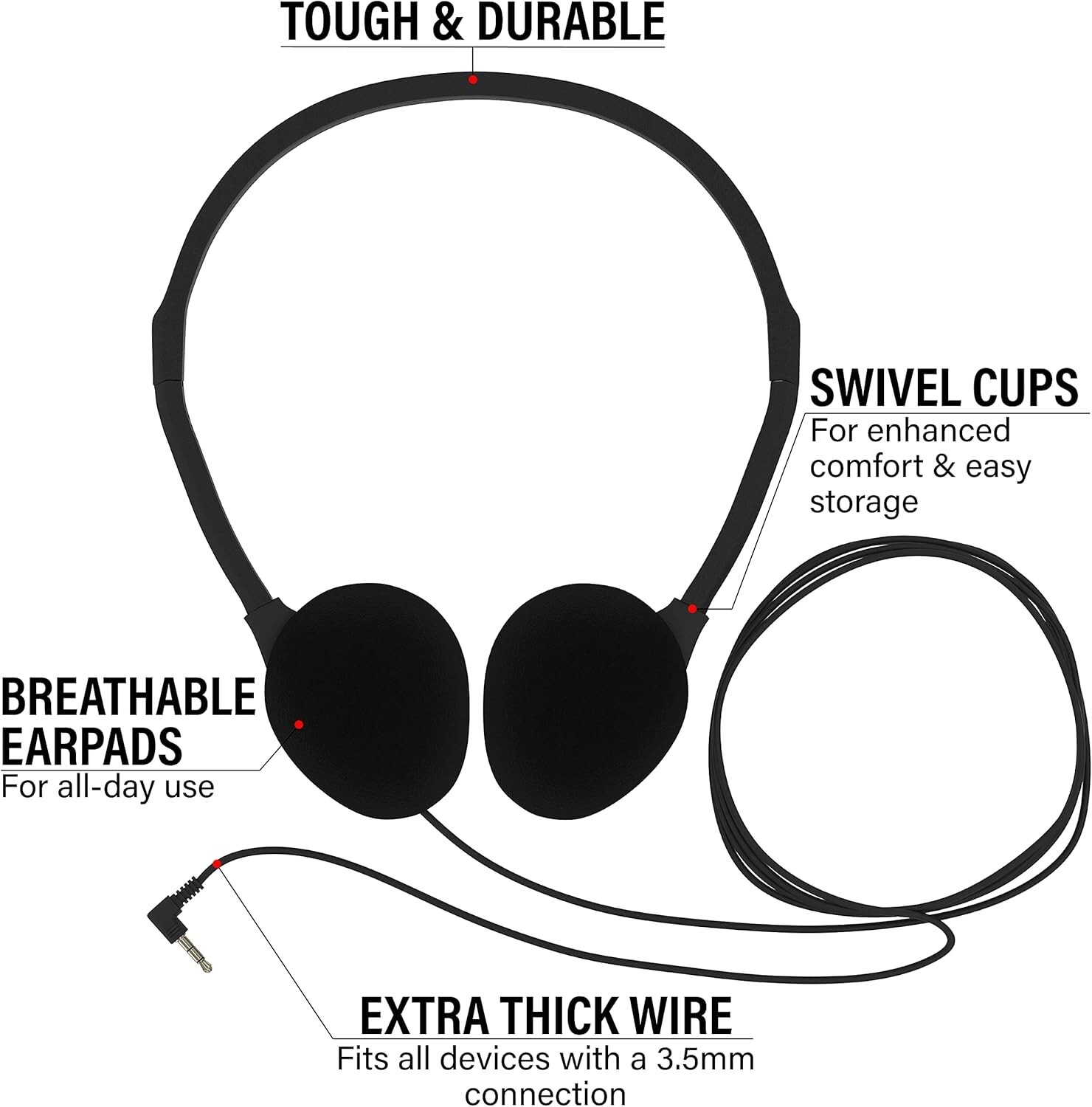 Bulk Wholesale Lot of 10 MULTICOLOR Stereo 3.5mm On-ear Earbuds / Headphones