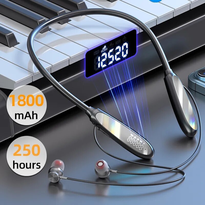 NEW 250Hour Playback Wireless Bluetooth Earphones Magnetic Sports Running