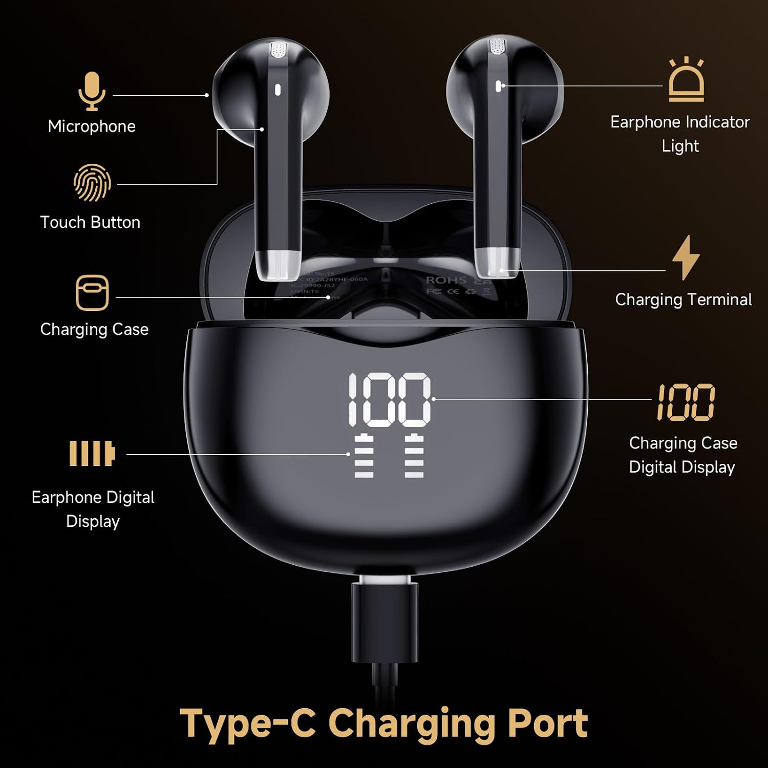 Wireless Earbuds, Bluetooth 5.4 Stereo, 35H Playtime, Balanced Sound | Clear Cal
