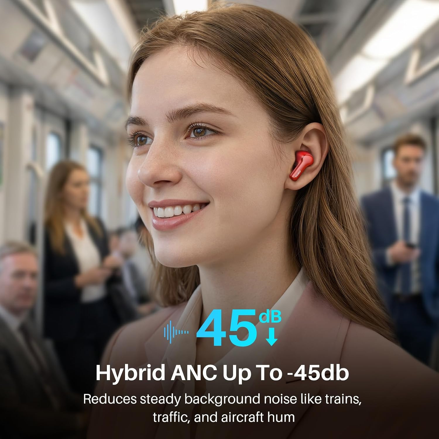 Hybrid Active Noise Cancelling in Ear Wireless Earbuds, 68H Playtime | 6 Mics AI