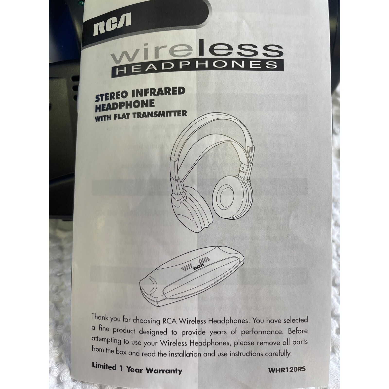 RCA Wireless Headphones Infra Red 25′ Range WHR120RS SKU 2715