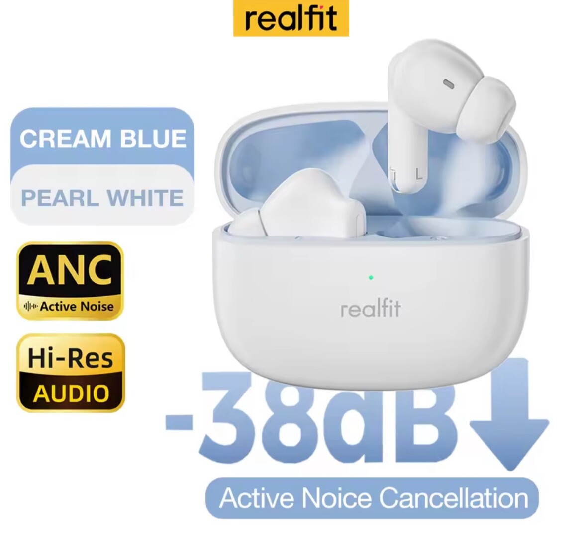Realfit F3 ANC Active Noice Cancellation Bluetooth Earphones ENC Call HIFI Stere
