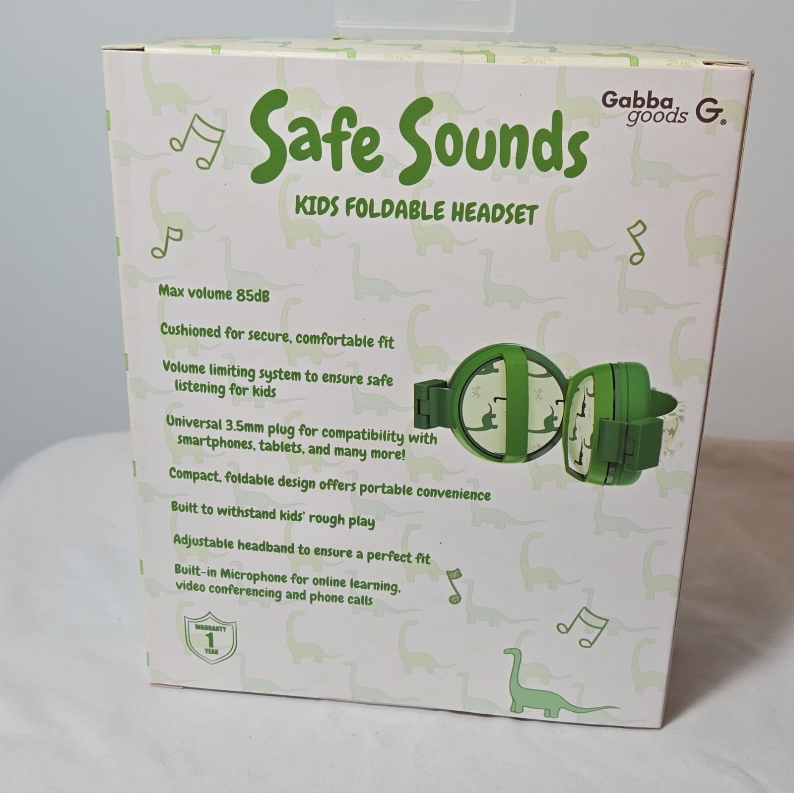 Gabba Goods Safe Sounds Kids Volume Limiting Foldable Headset w/ Mic Green