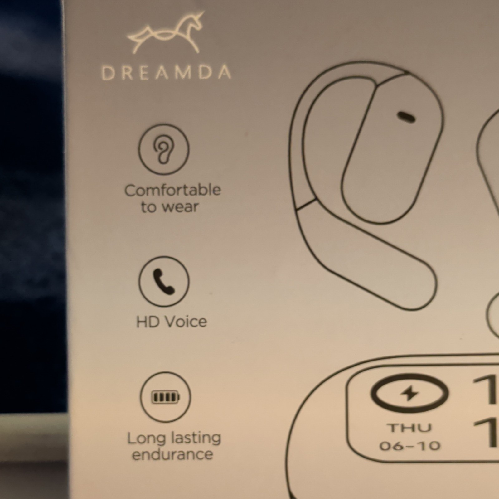 Dreamda Q16 Pro Bluetooth Ear-hook Earbuds HD Voice Surround Sound Black Gray