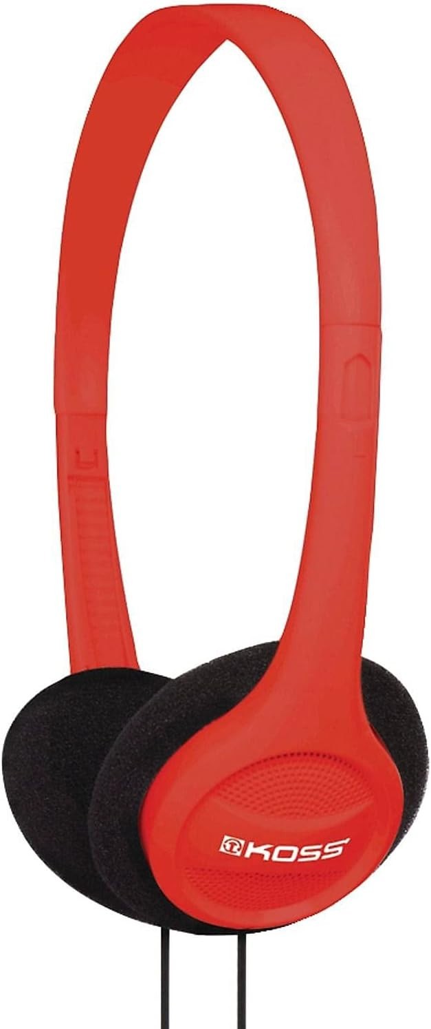 Red Adjustable Headphones with Deep Bass 3.5mm Wired Connection 4ft Cable