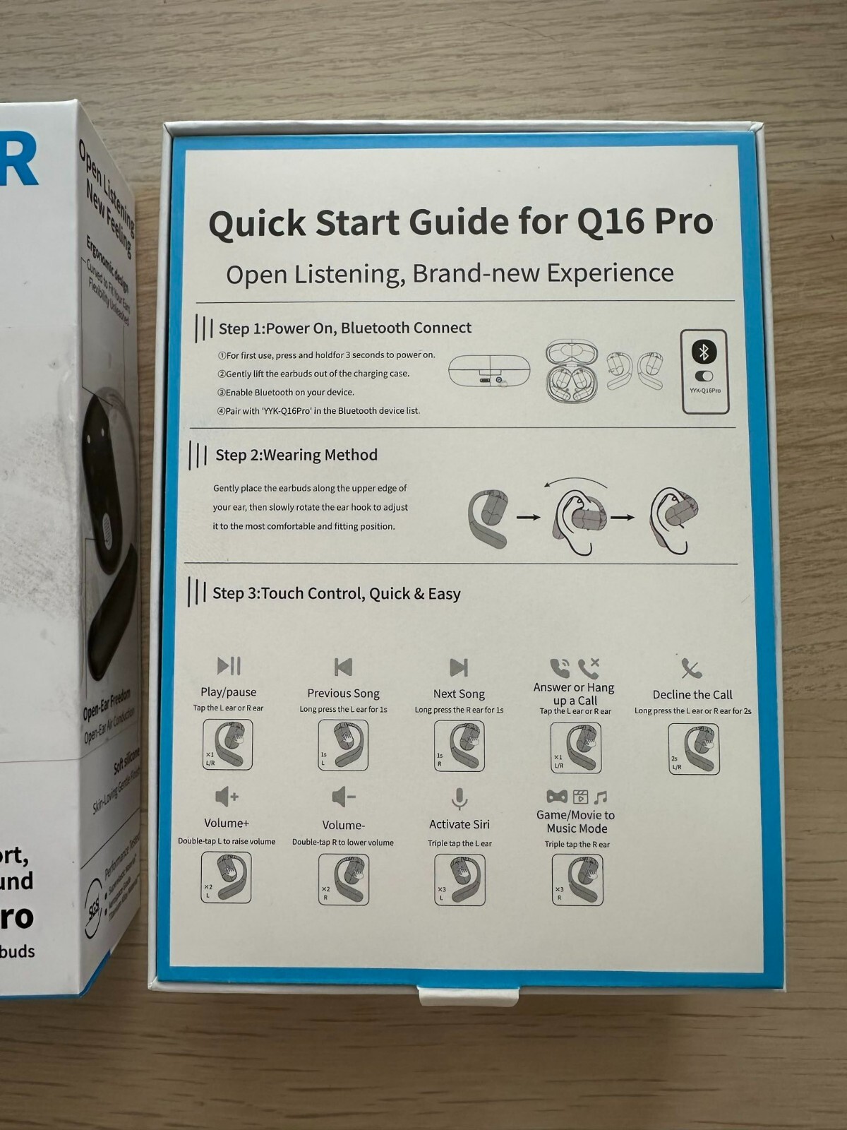 Intelligent Touch Screen Open Ear Bluetooth 5.4 Headphones Over The Ear Earbuds
