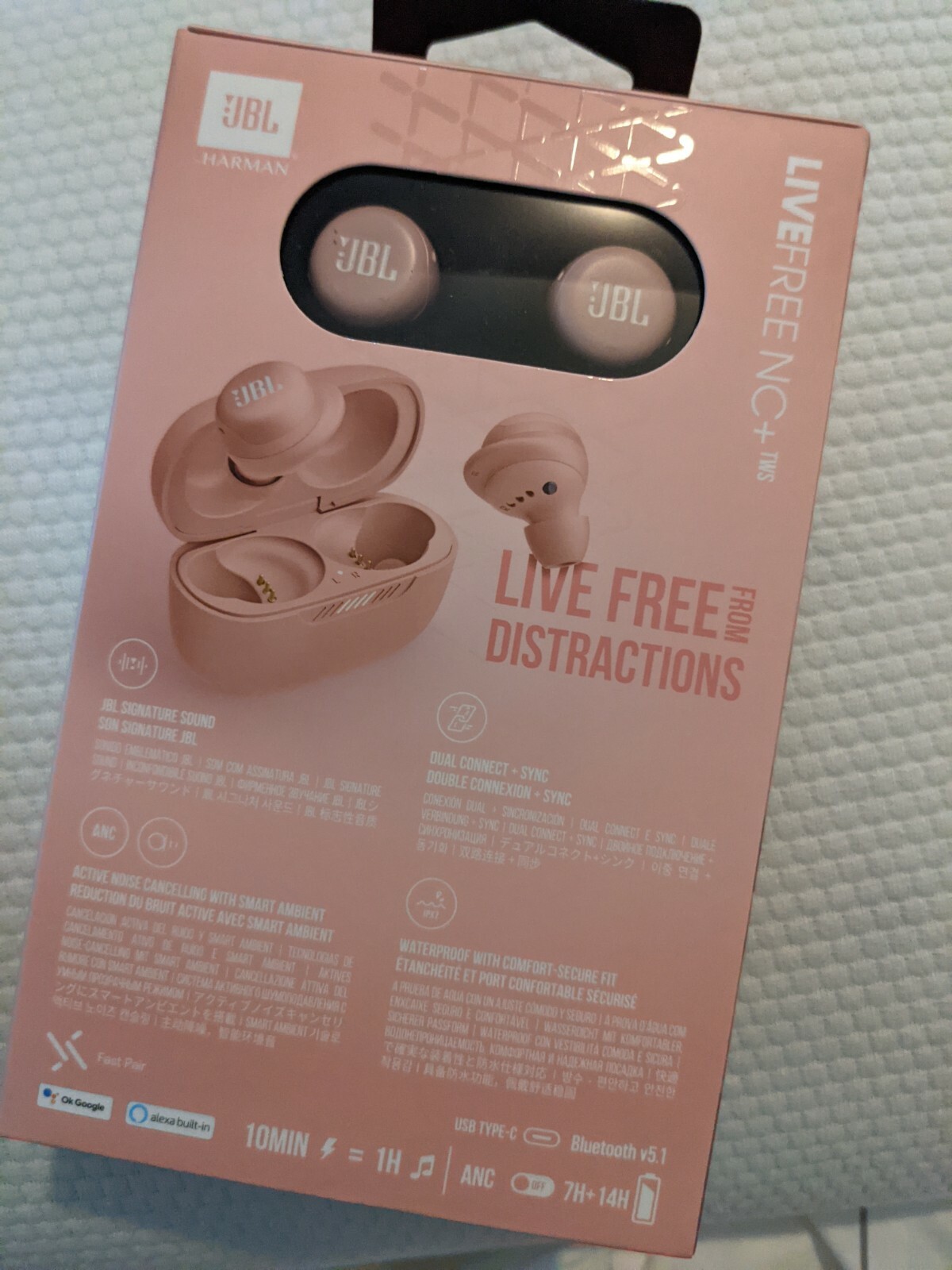 JBL Live Free NC+ TWS *Pink* Dual Connect + 21hr + Wireless Chrg / Slightly Used
