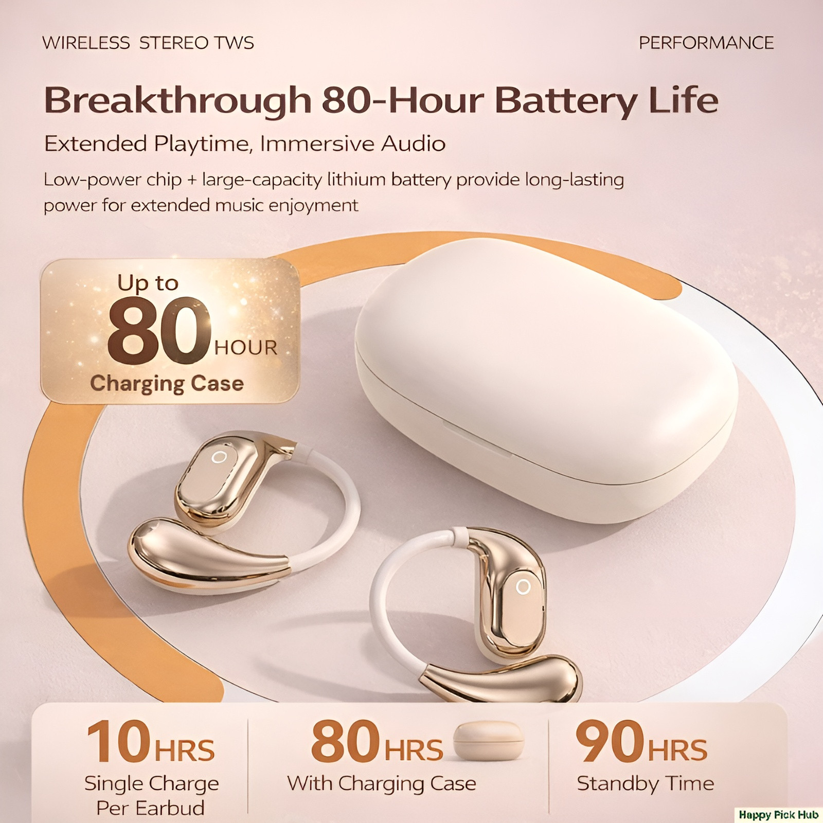 Open Ear Bluetooth Wireless Earbuds Ear Hook Noise Reduction Headphones