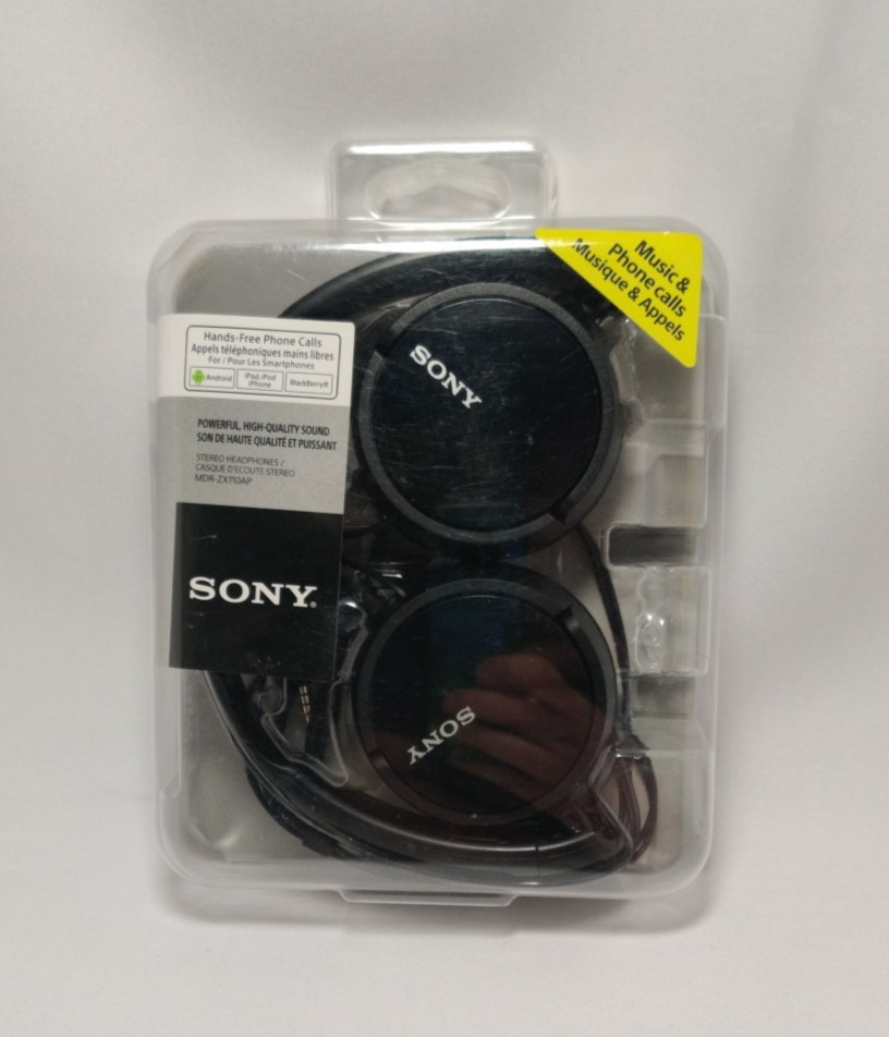 Sony Wired MDR ZX110AP Stereo Headphones Music Phone Calls Black