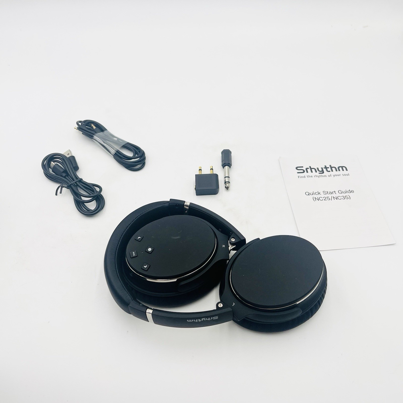 Srhythm NC25 Active On-Ear Noise Cancelling Bluetooth Headphones, Black