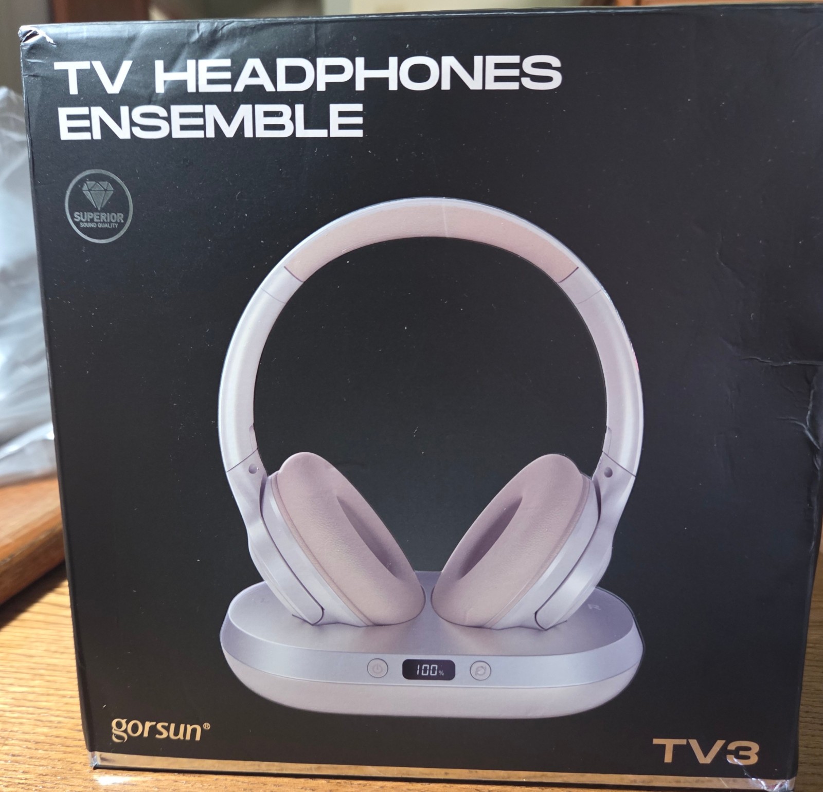 Gorsun TV3 Wireless TV Headphones Ensemble 2.4G Bluetooth Optical – New Open Box