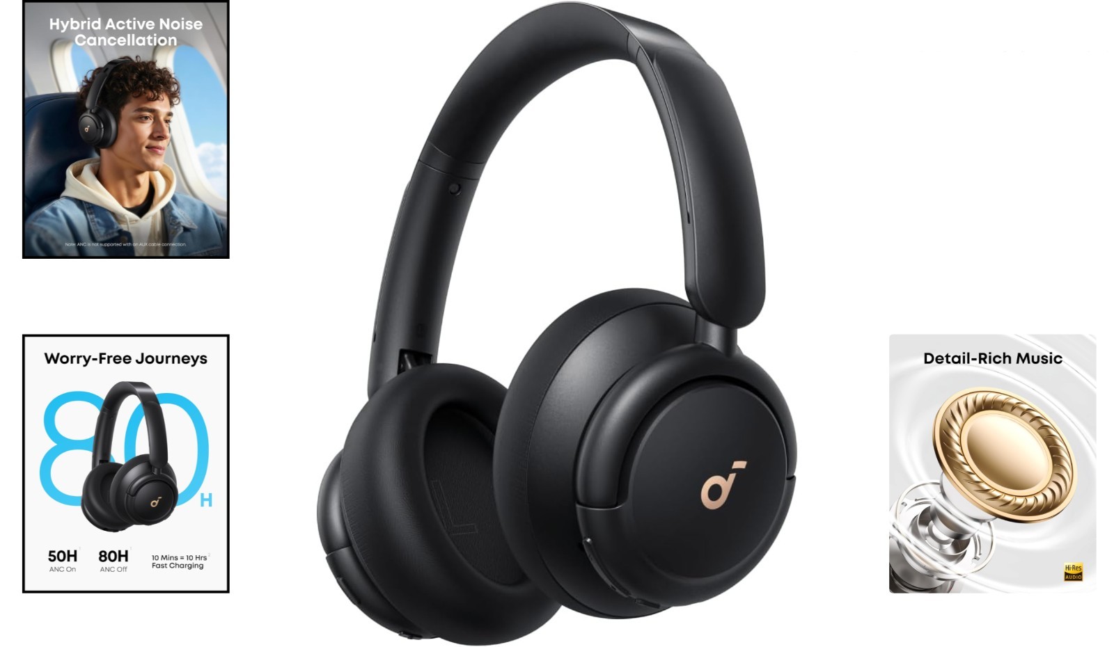 Life Q30: Wireless Headphones with Hybrid ANC, Touch Control & 50-Hour Playtime