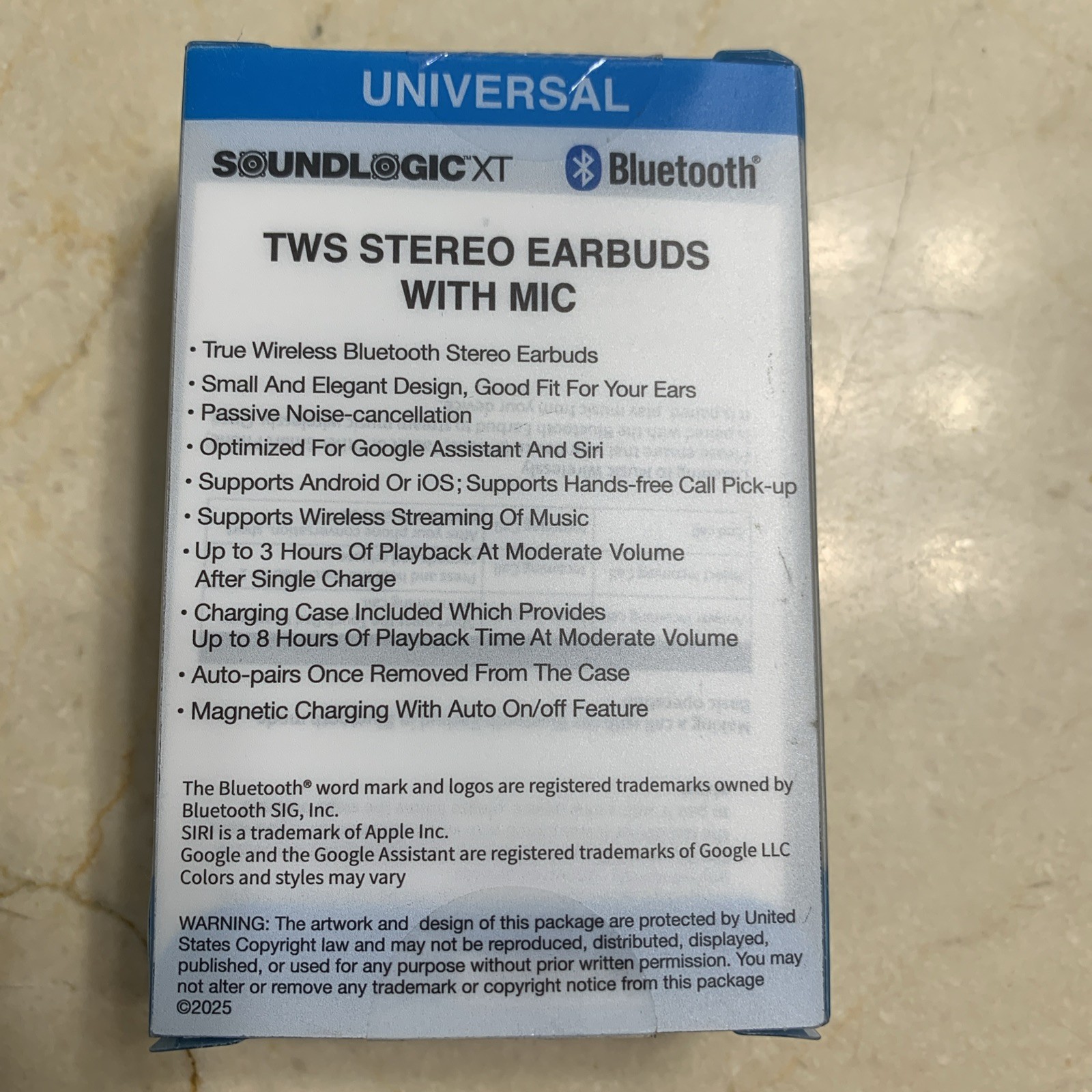 BRAND NEW BLACK universal soundlogic xt BLUETOOTH tws stereo EARBUDS with mic