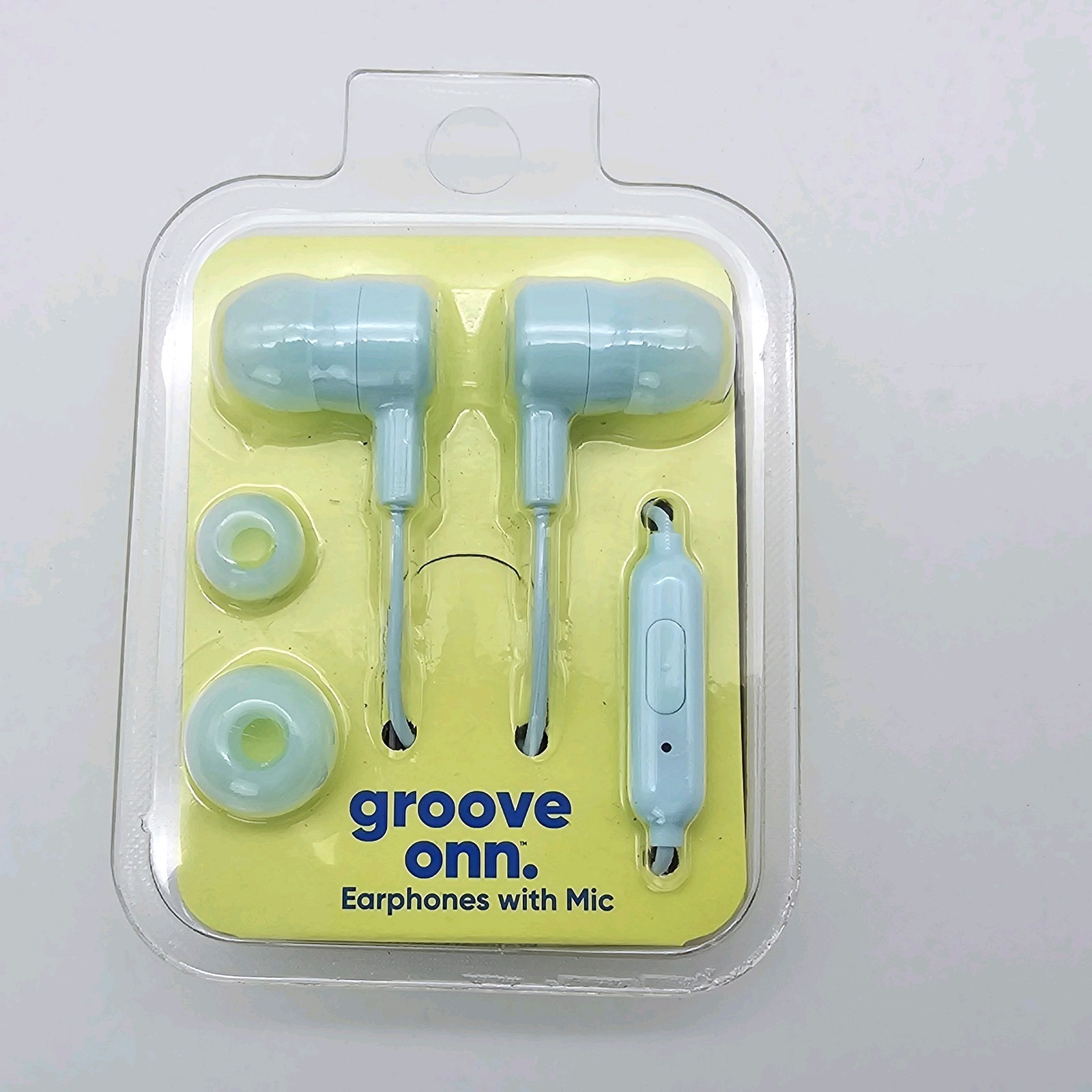 Walmart Groove Onn Earphones Earbuds Light Blue 3 Silicone Tips 3.5mm Jack – 2PK