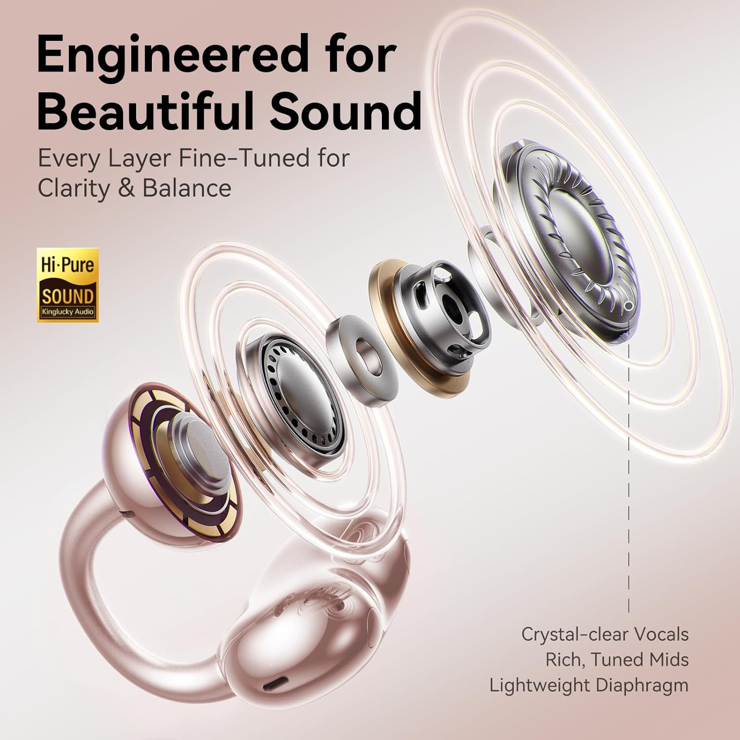 Clip-On Open Ear Earbuds with Detachable Butterfly Earrings, Bluetooth 6.0 Wirel