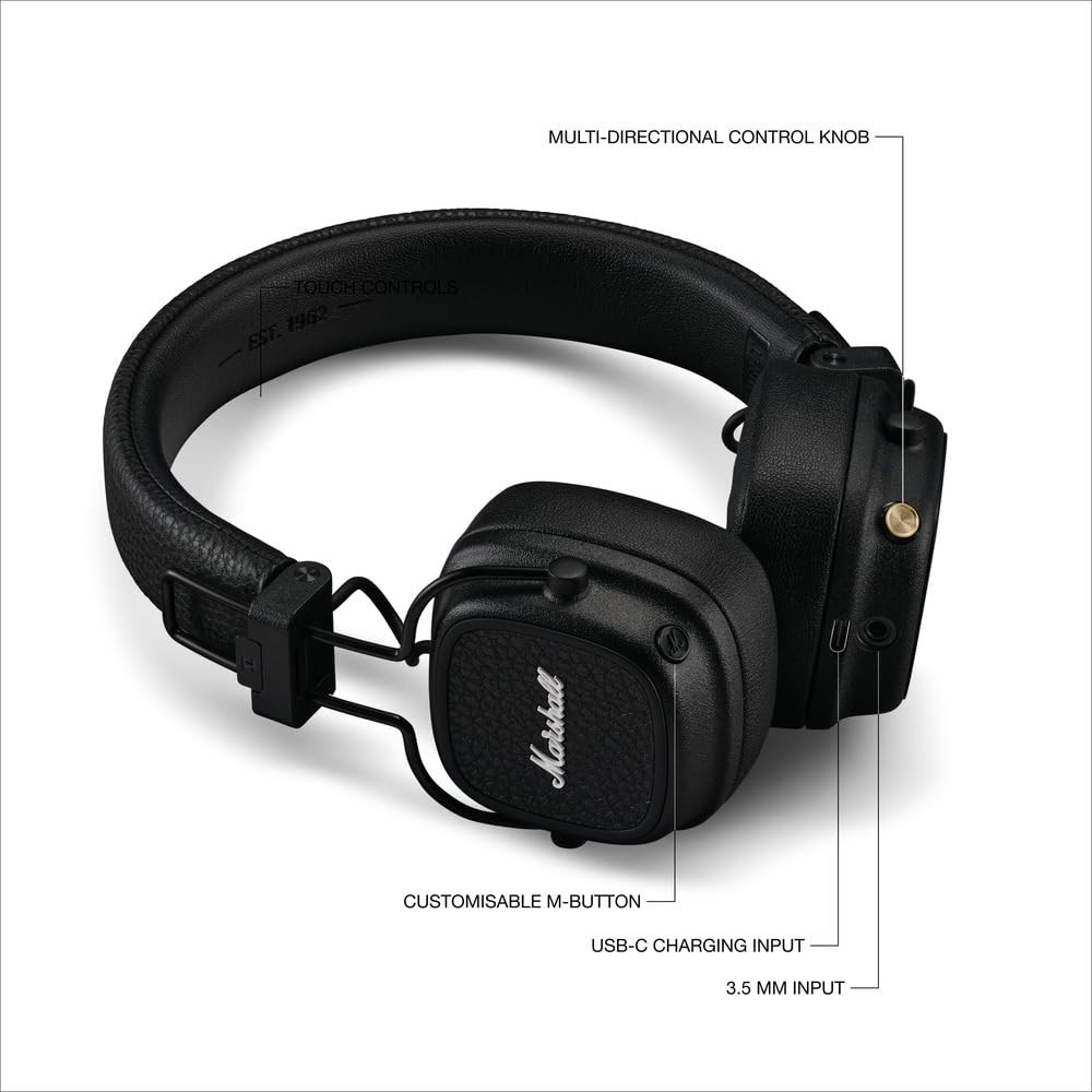Marshall – Major V Wireless On-Ear Headphones – Black