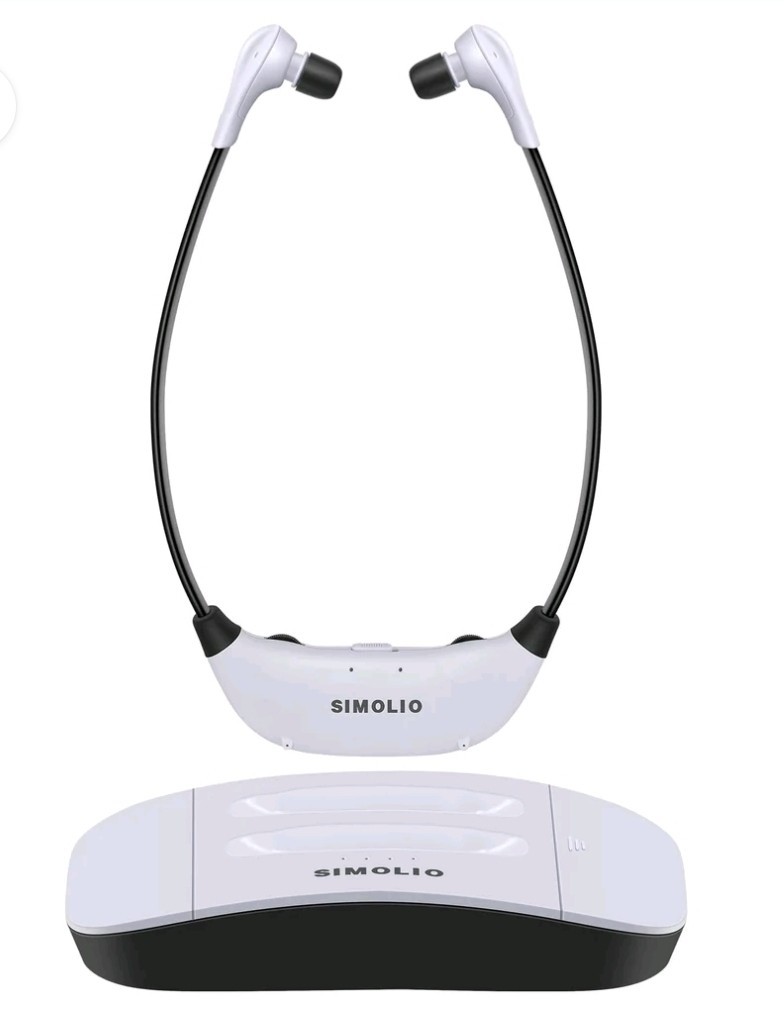 SIMOLIO Wireless TV Headphones with 2.4G Digital Transmitter Charging Dock