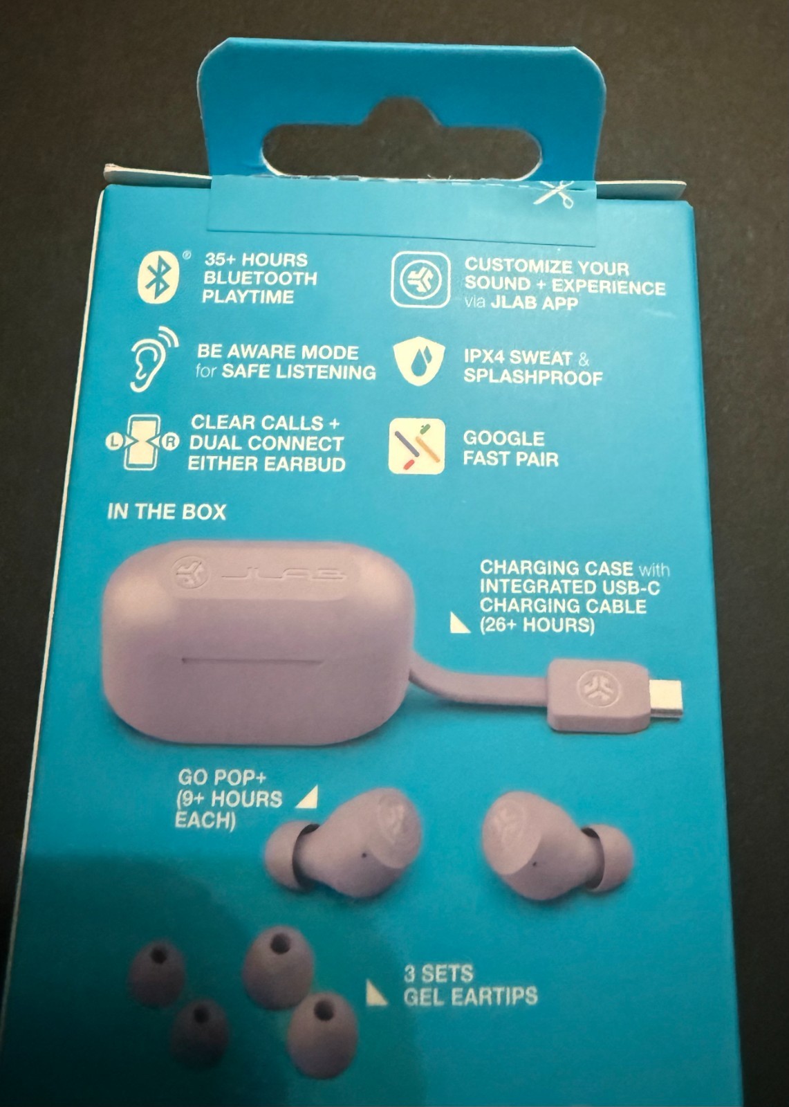 BRAND NEW IN BOX: MAUVE JLab Go POP+ True Wireless Earbuds 35+ hours playtime
