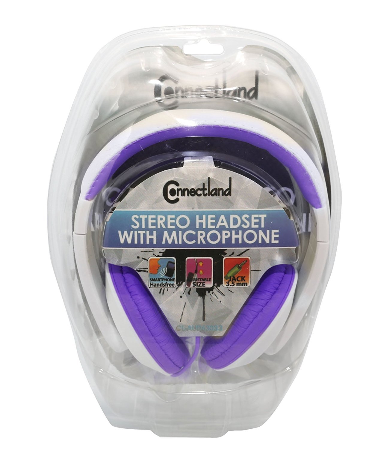 White/Purple Stereo Binaural Headphones 40mm On Ear, Over Head w/ In-Line Mic