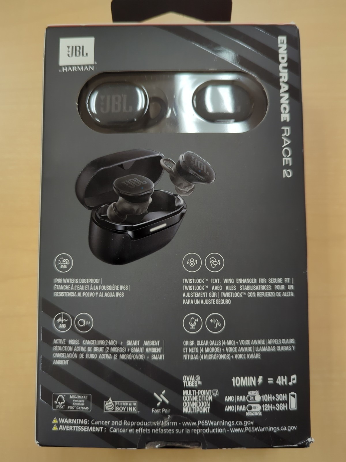 JBL Endurance Race 2 -Waterproof (IP68) Sports True Wireless Earbuds (Black)