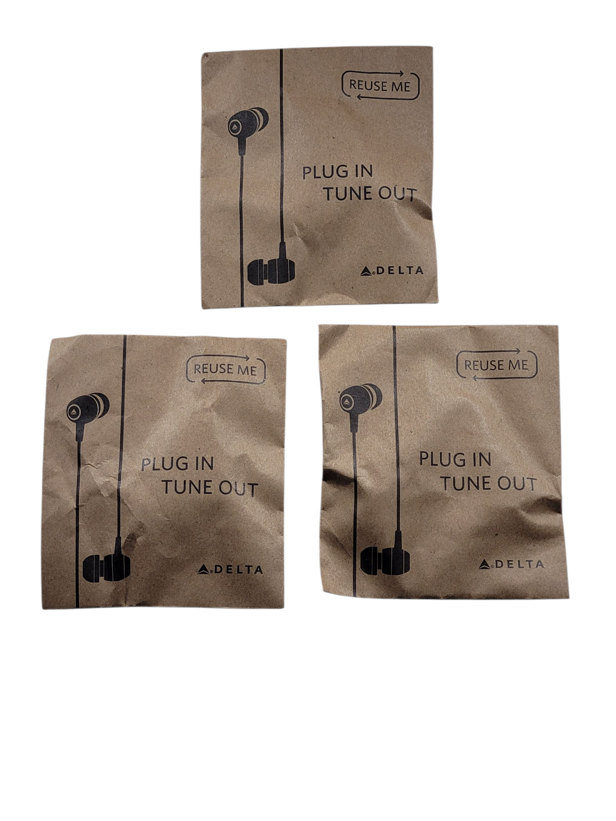 3 X NEW Delta Airlines Earbuds Headphones (NO APPLE) 2025 – Lot of 3