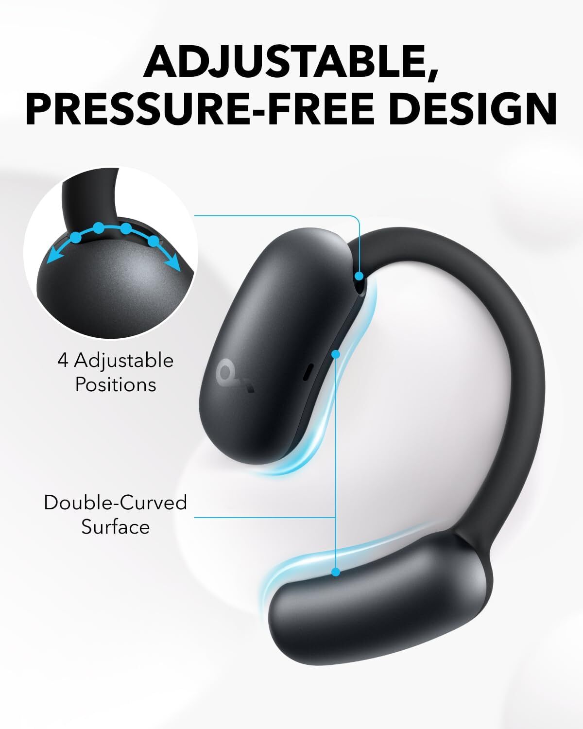 Soundcore AeroFit 2 Open-Ear Headphones Ear Hooks Earbuds Rich Bass Hi-Res Audio